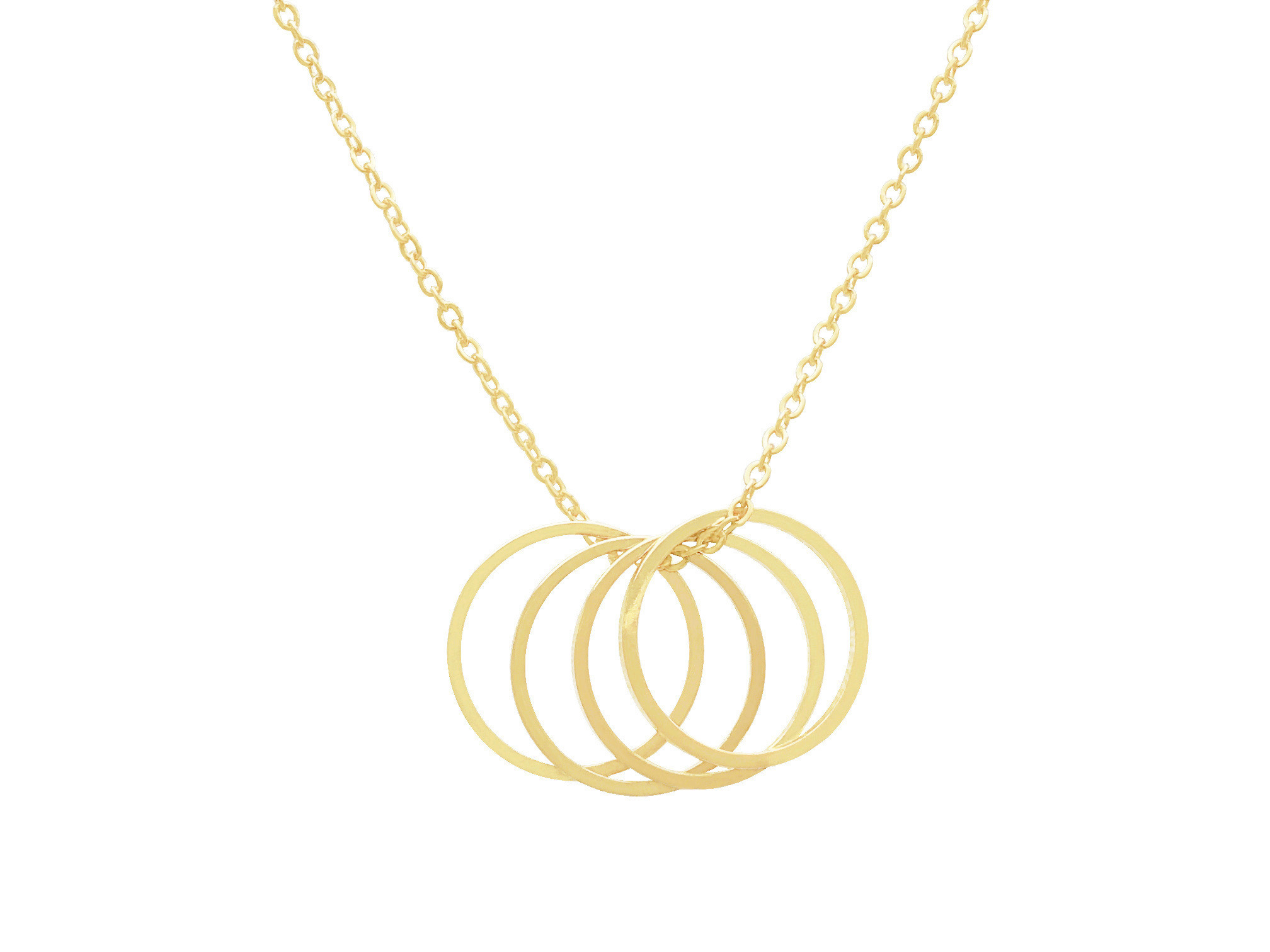 Collier FADIA doré à l’or fin pendentifs anneaux graphique -minimaliste-bohème - MARJANE et Cie