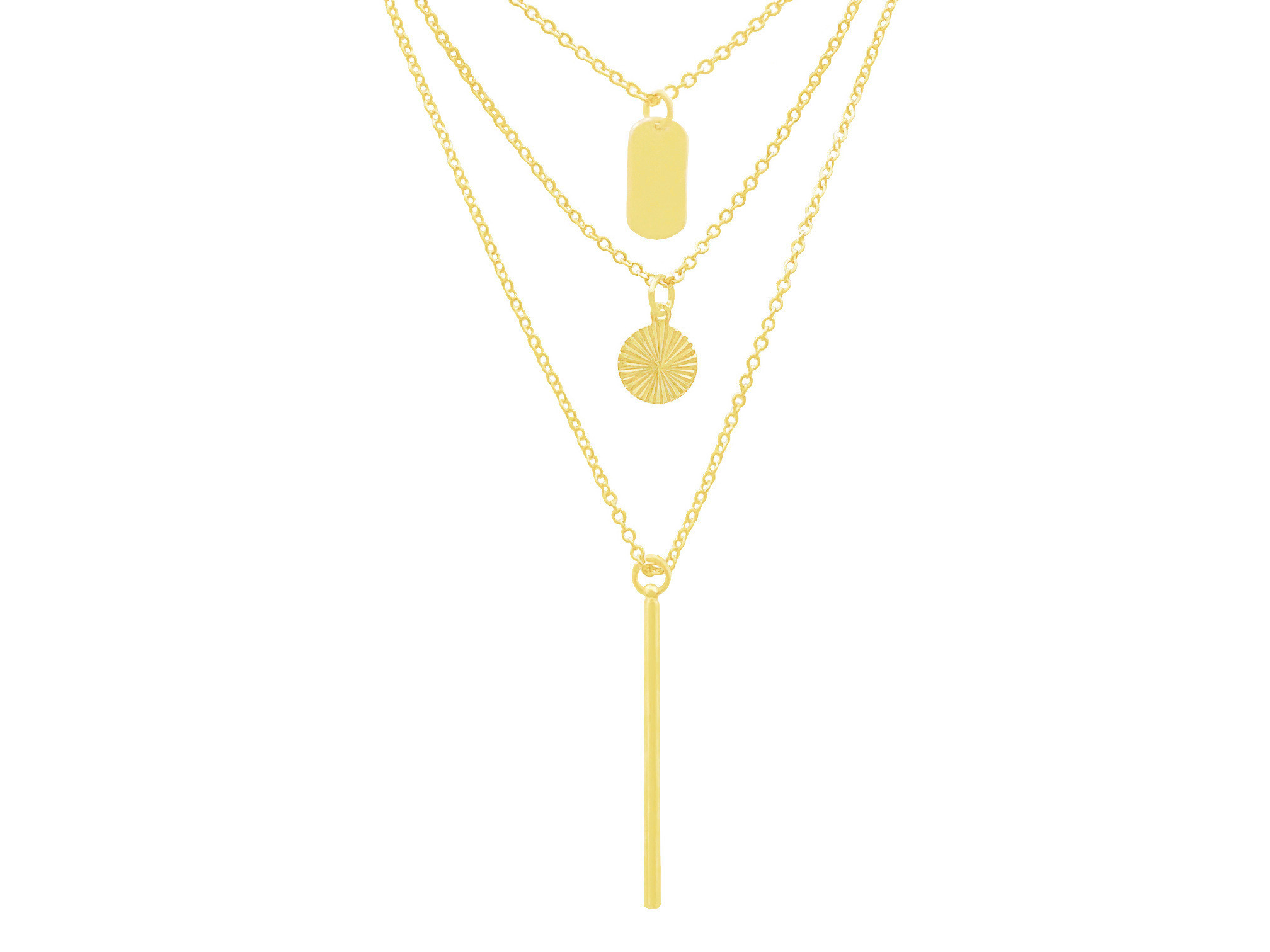 Collier HIZYA multirang pendentif barre graphique-multi rang tour-minimaliste-bohème- MARJANE et Cie