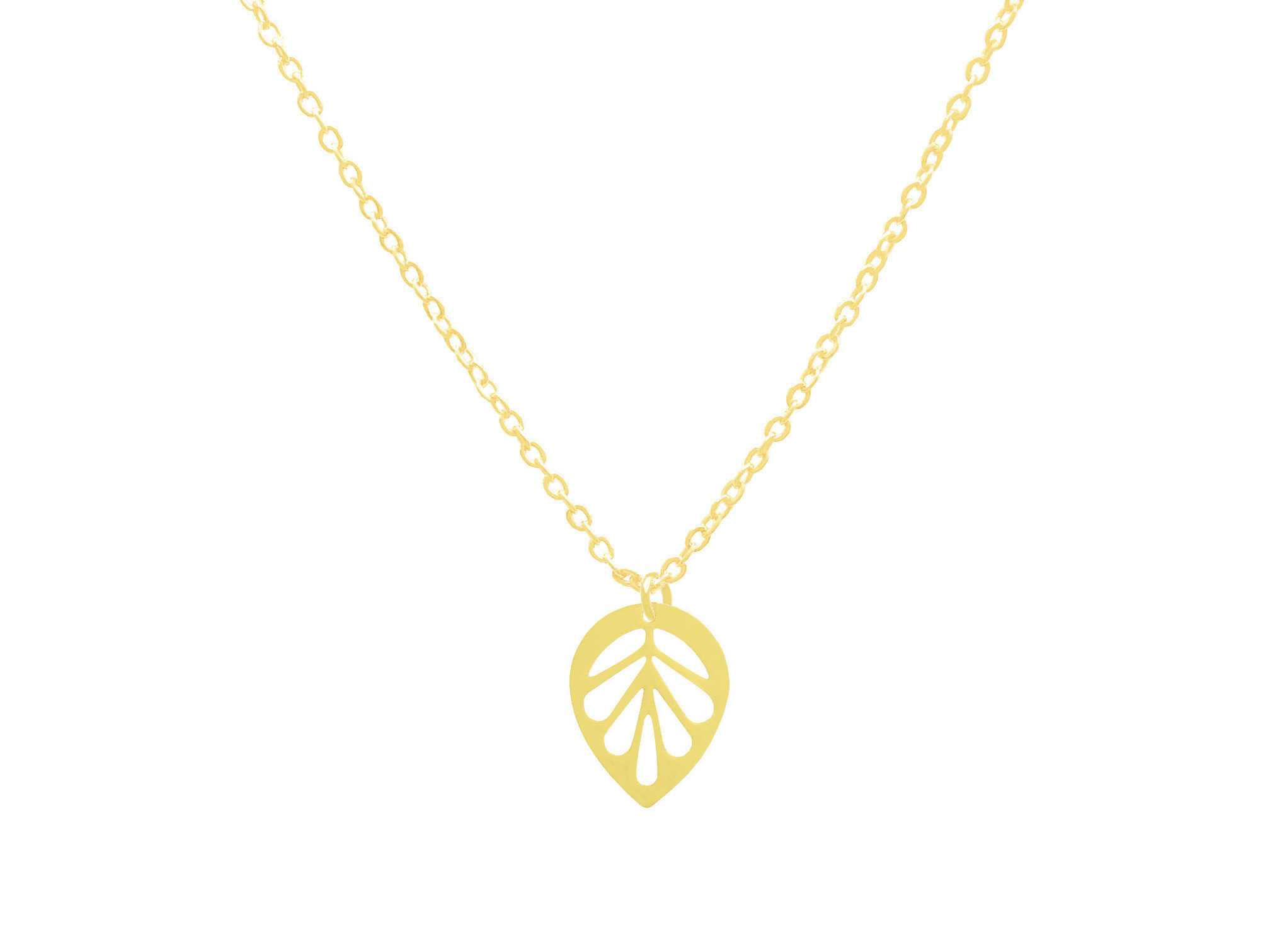 Collier RIHAB doré à l’or fin pendentif feuille-ras du cou-minimaliste-bohème- MARJANE et Cie