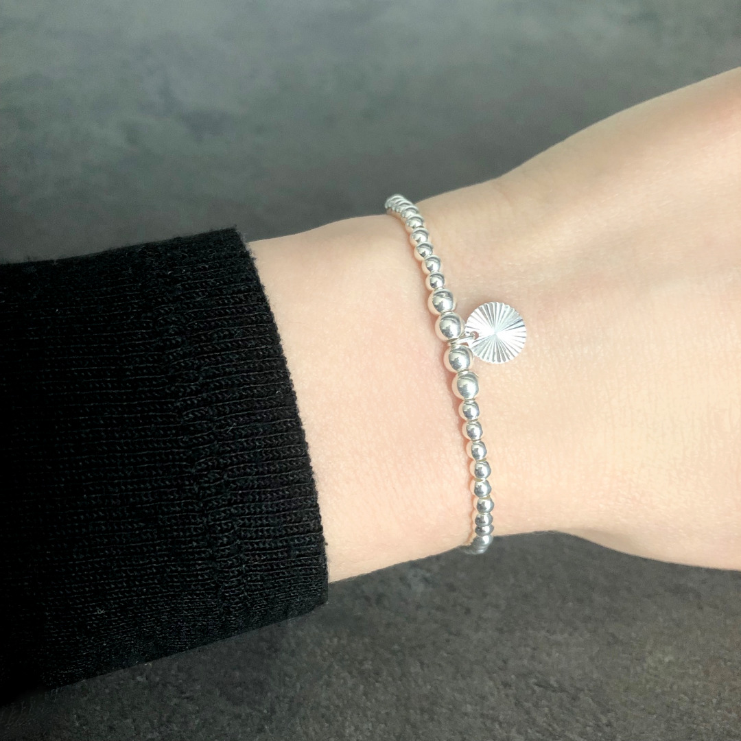 Bracelet ABICHAM4 argent massif 925 perles et médaille-empilable-bohème