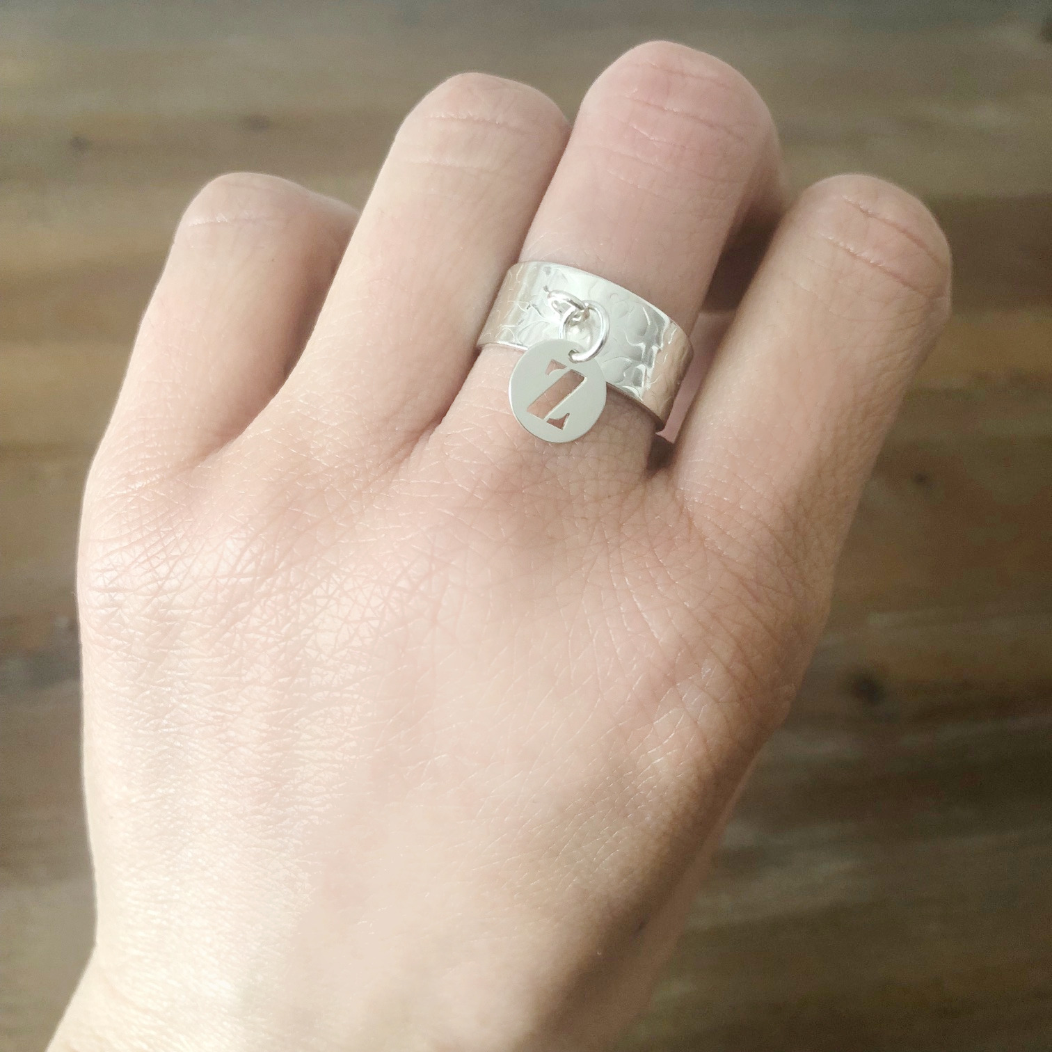 Bague SEPHORA argent 925 breloque médaille lettre initiale personnalisée