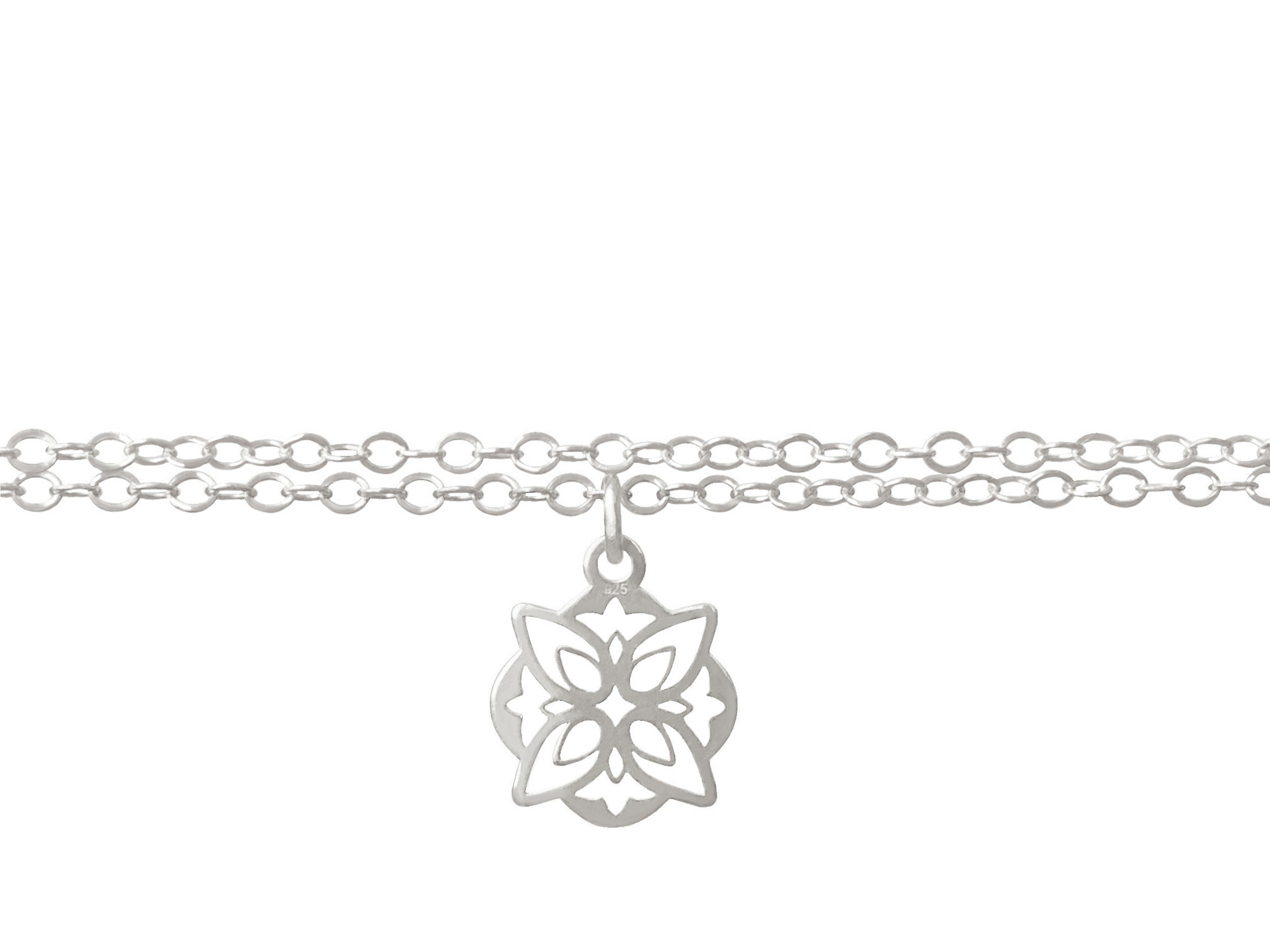 Bracelet SAMAH argent massif 925 double rang breloque fleur -minimaliste-bohème - MARJANE et Cie