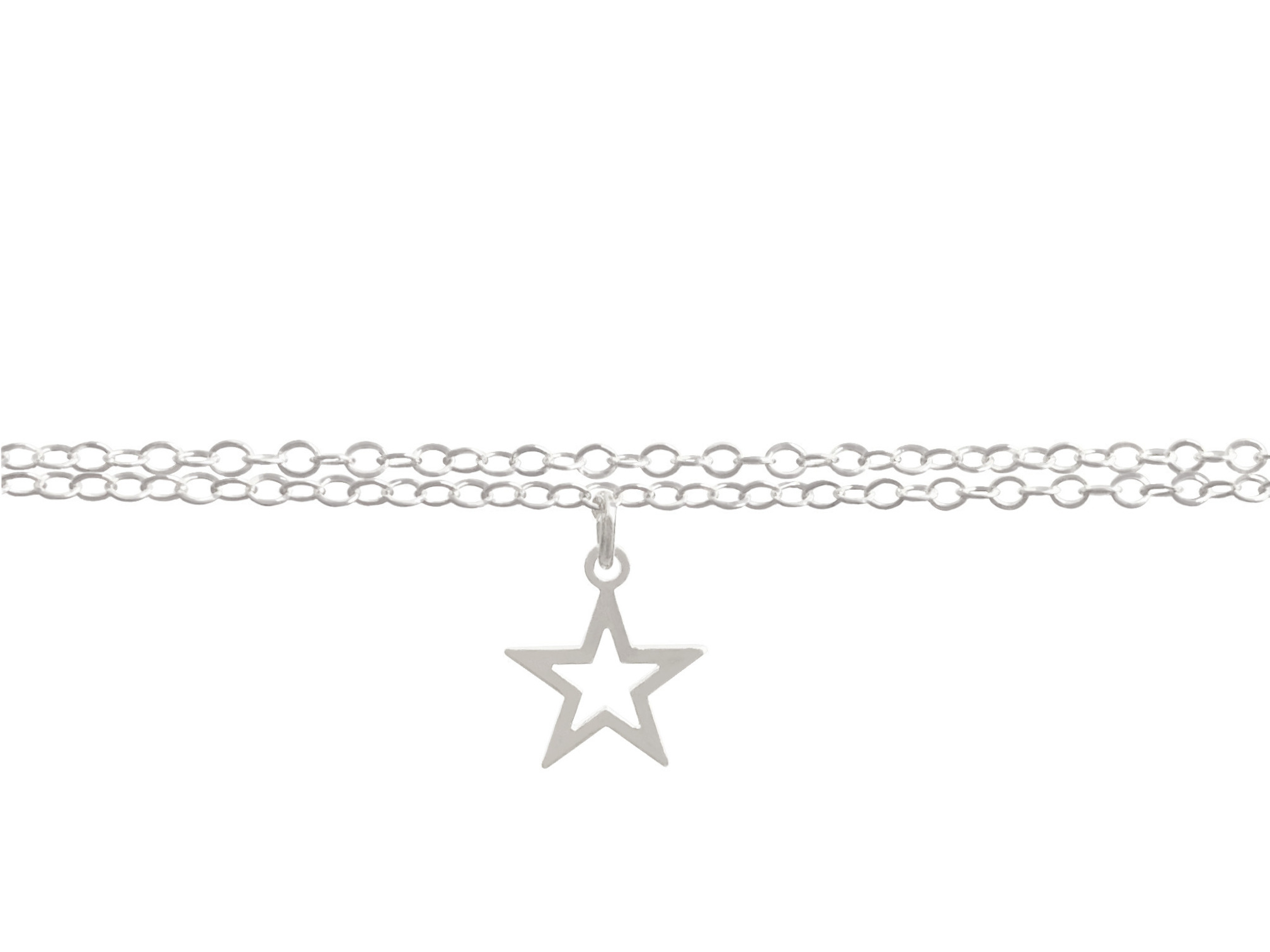 Bracelet RANIA argent massif 925 double chaine pendentif étoile-minimaliste-bohème - MARJANE et Cie