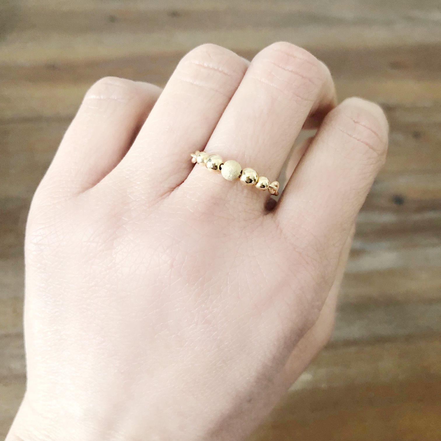 Bague HANANE or gold filled anneau et perles strass-minimaliste