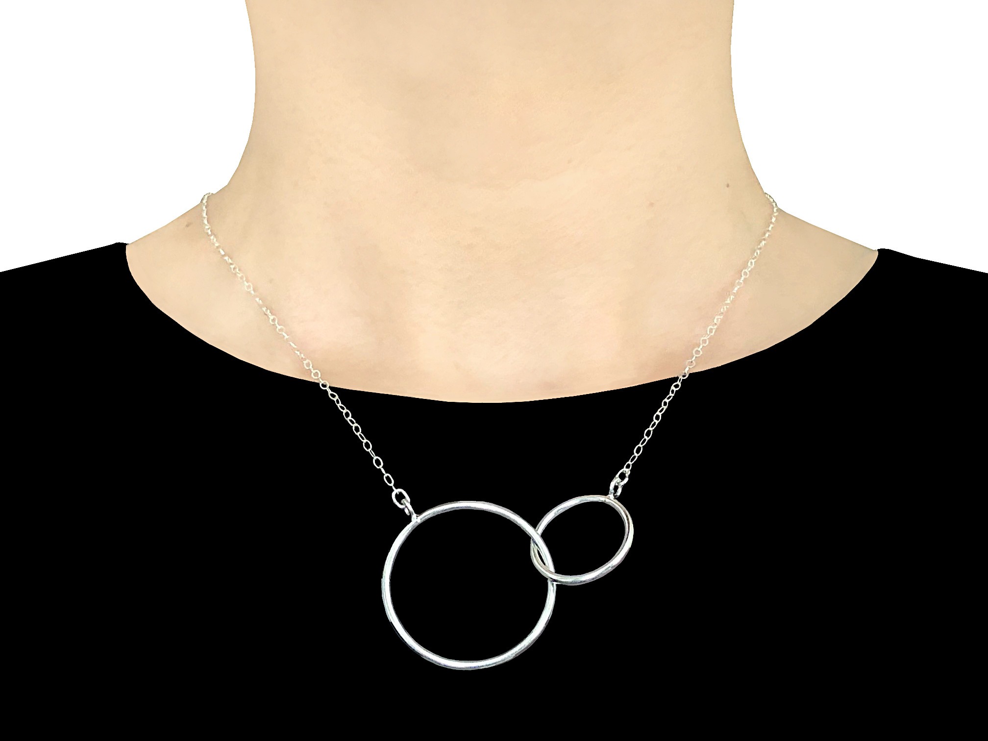 Collier ASSIA argent massif pendentif anneaux entrelacés infini bohème