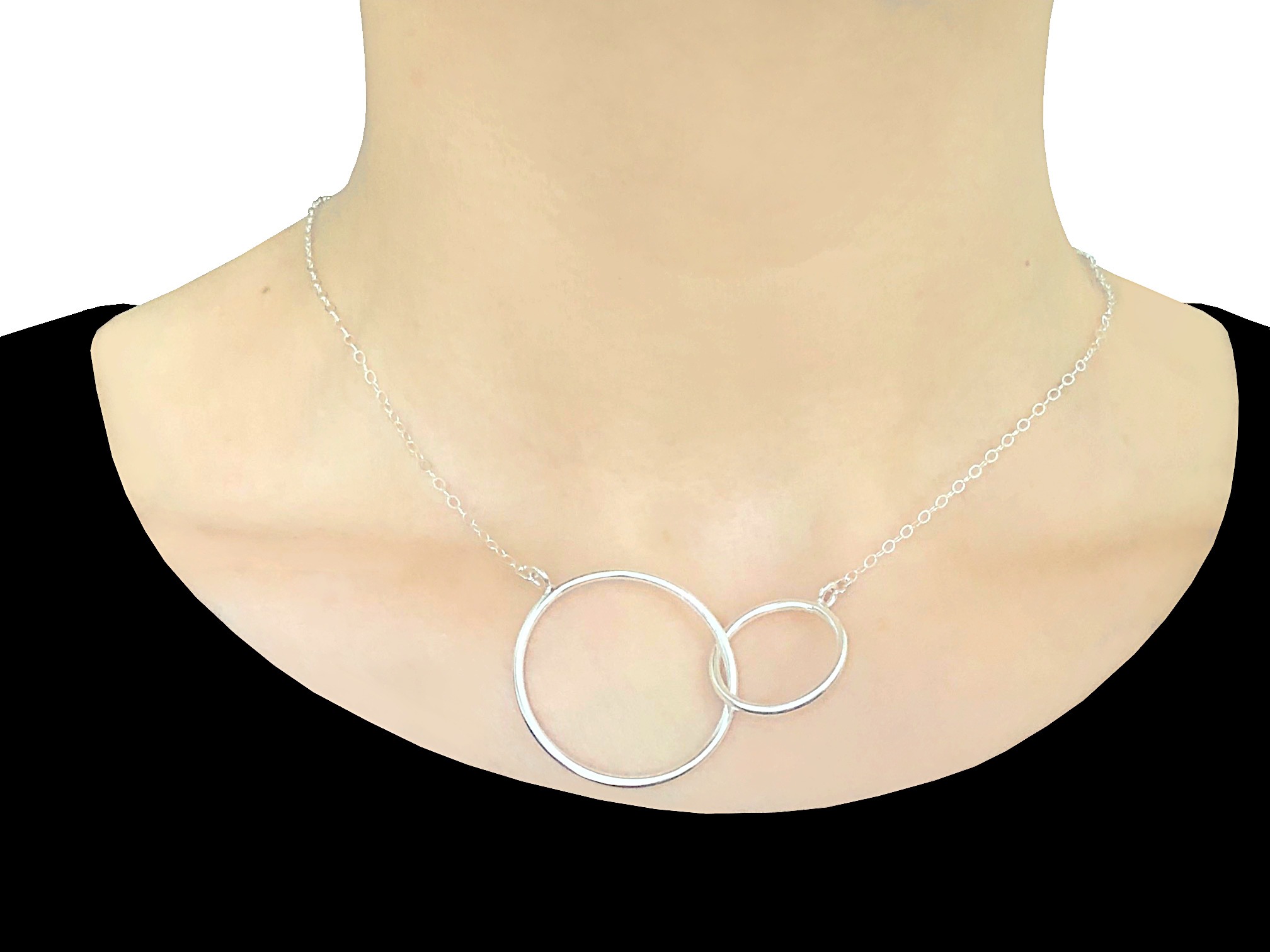 Collier ASSIA argent 925 pendentif anneaux entrelacés infini-minimaliste