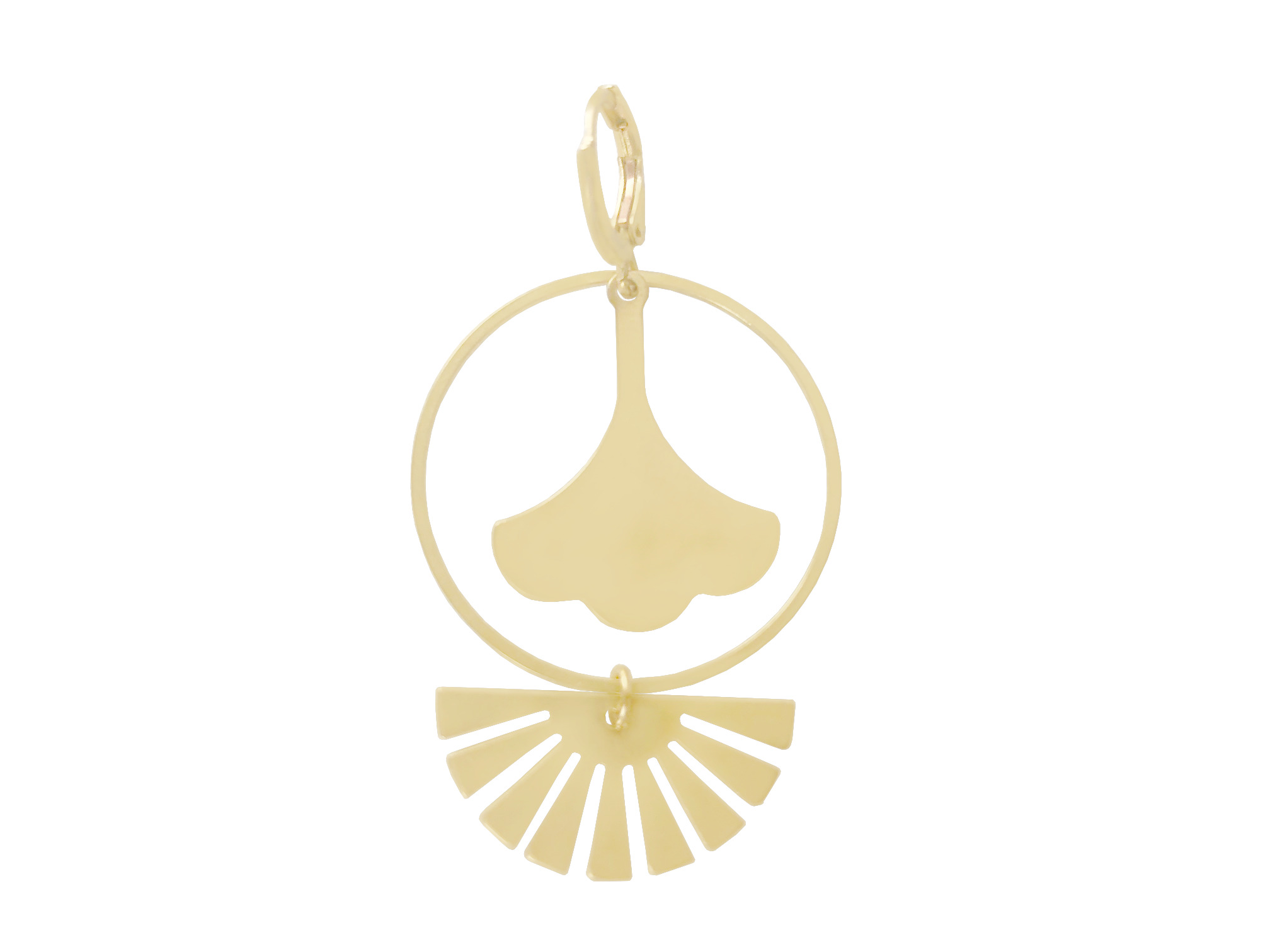 Boucles doreilles MAHTA laiton or doré pendantes graphique pendentif rond ginkgo -minimaliste