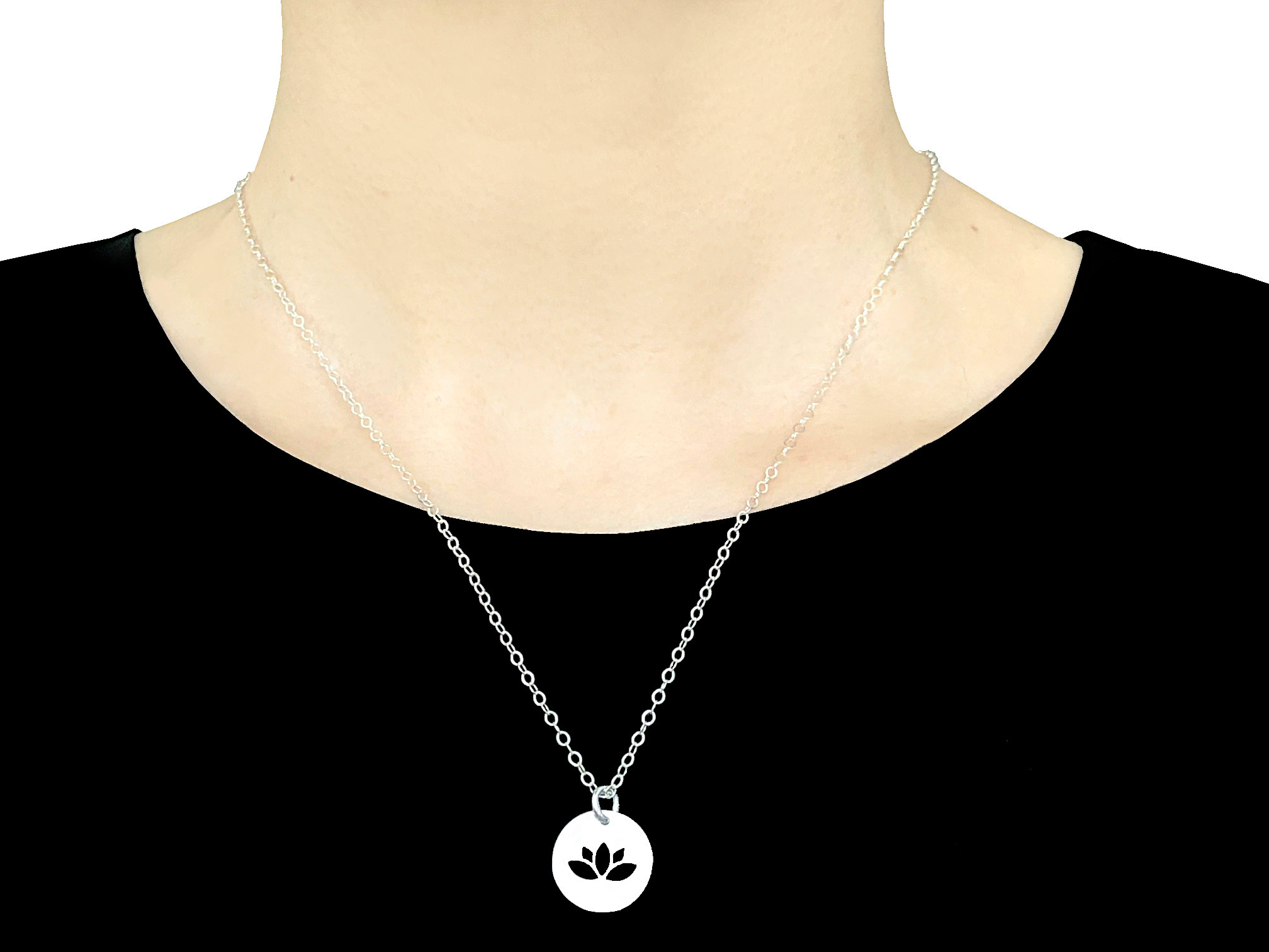 Collier ALDJIA argent massif pendentif fleur de lotus bohème