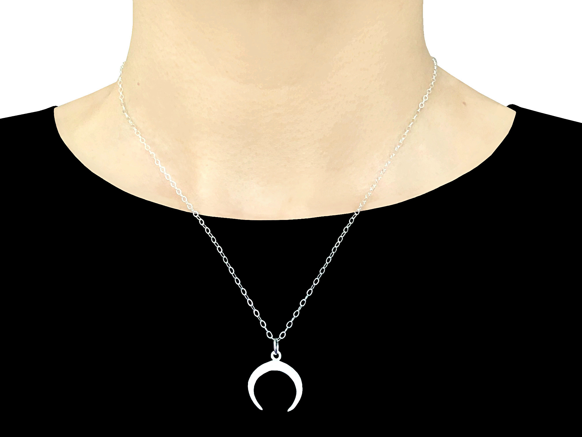 Collier AKMAR argent 925 pendentif lune bohème