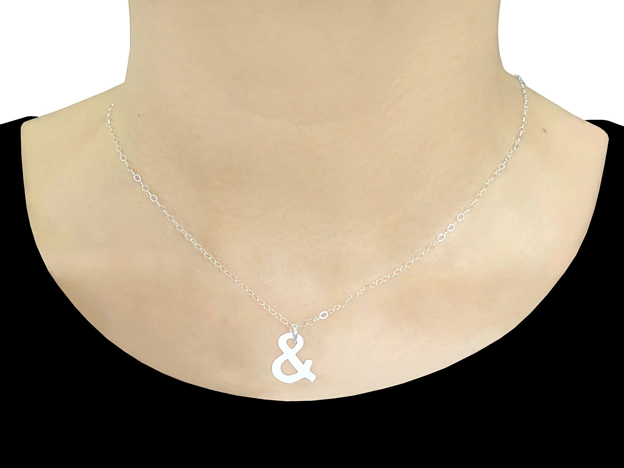 Collier ARIYA argent massif pendentif esperluette lettre-minimaliste