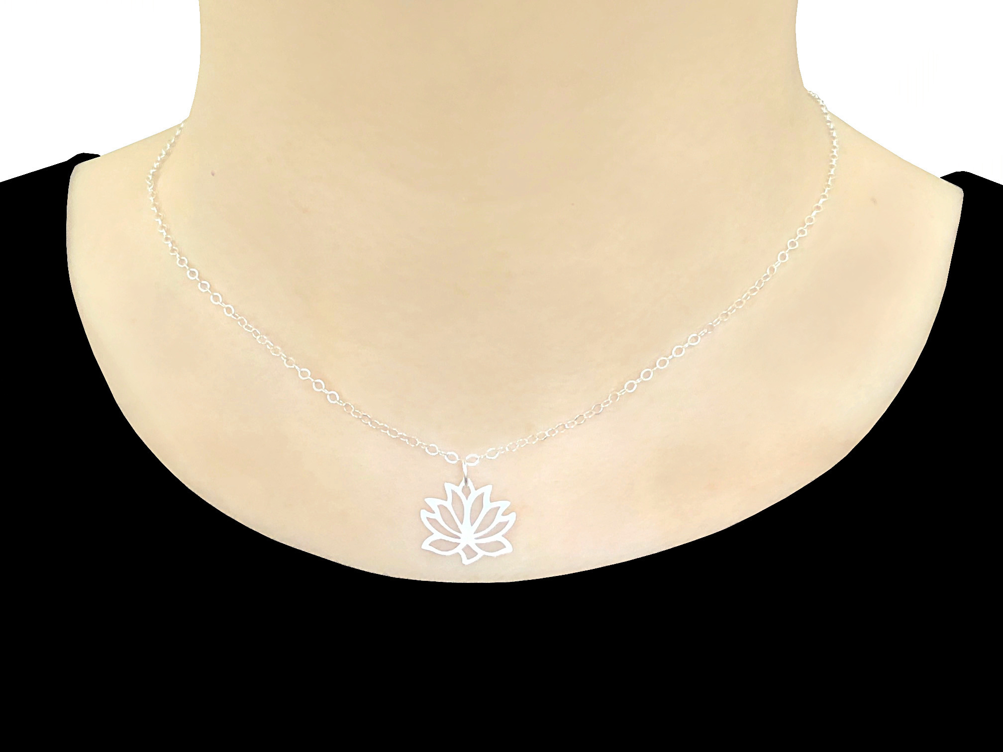 Collier FELLA argent massif 925 pendentif fleur de lotus spirituel-bohème