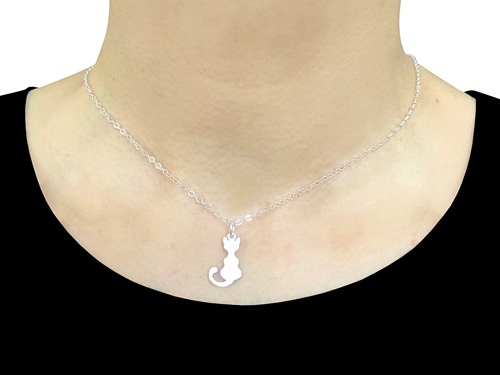 Collier NEJLA argent 925 pendentif chat-minimaliste