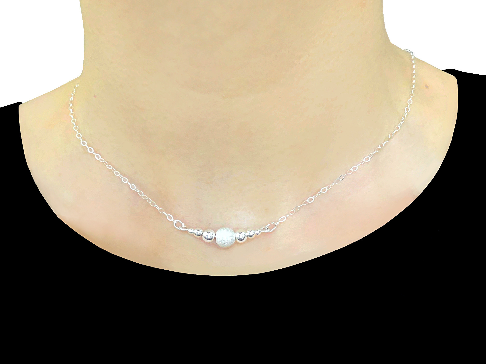 Collier NOURIA argent 925 pendentif perles-ras du cou-minimaliste