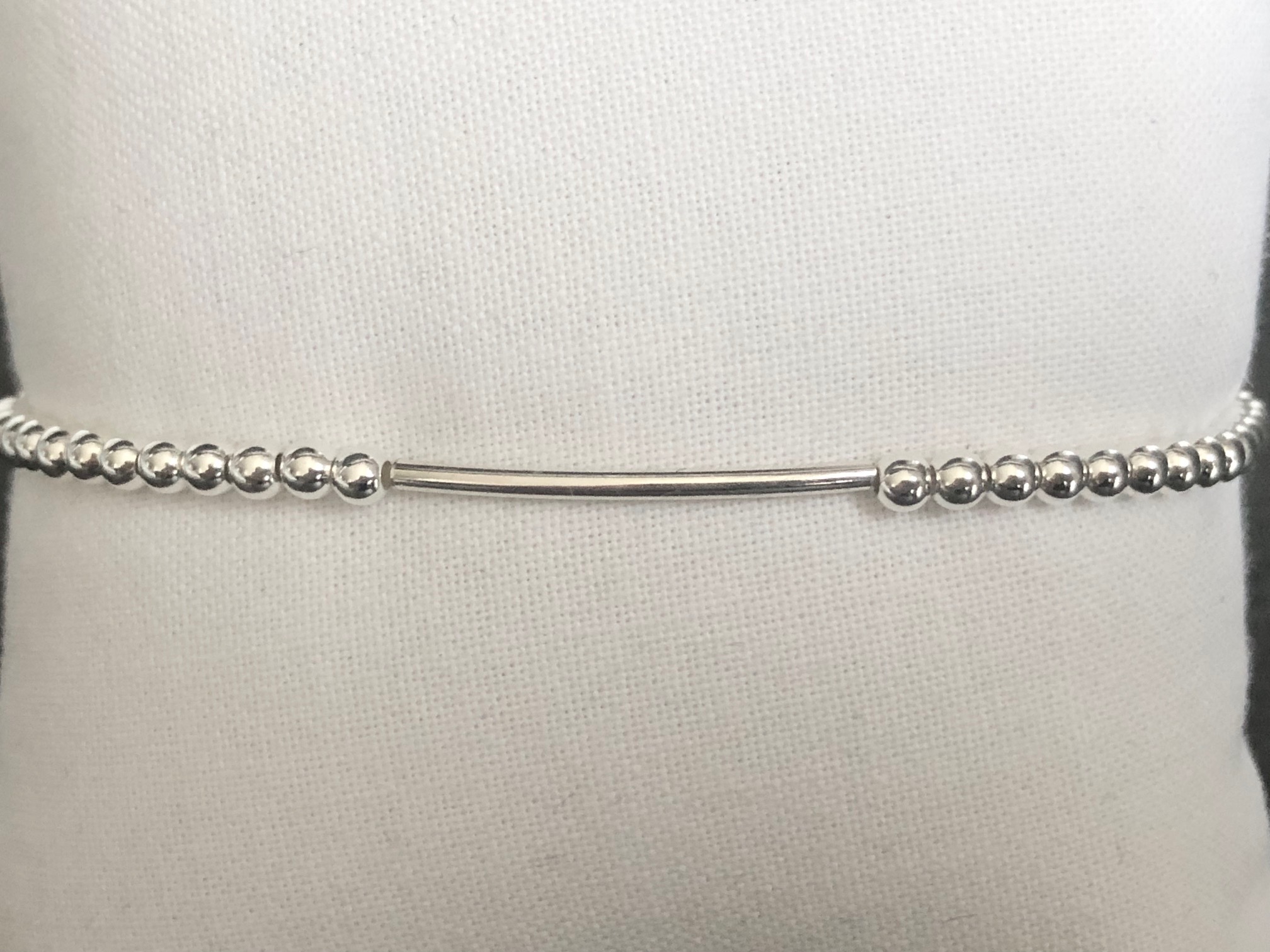 Bracelet ABICHAM2 argent perles et tube jonc