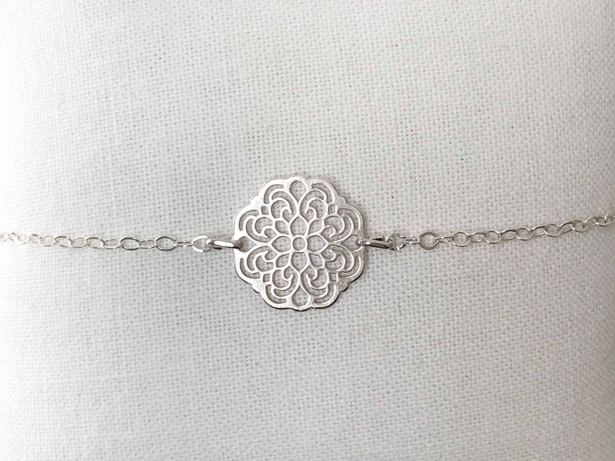 Bracelet AÏCHA argent rosace mandala fleur