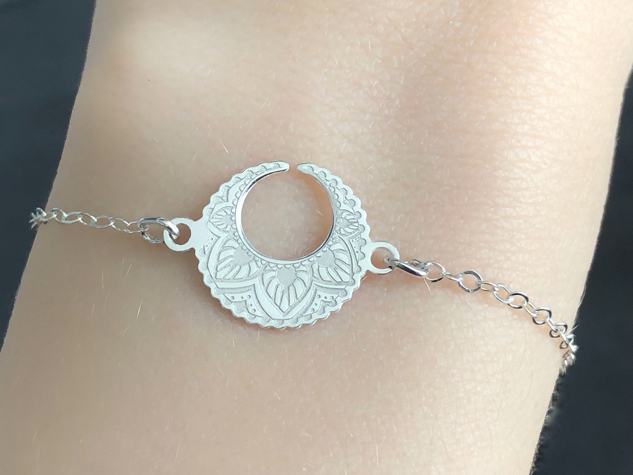 Bracelet AMIRA argent croissant de lune oriental bohème