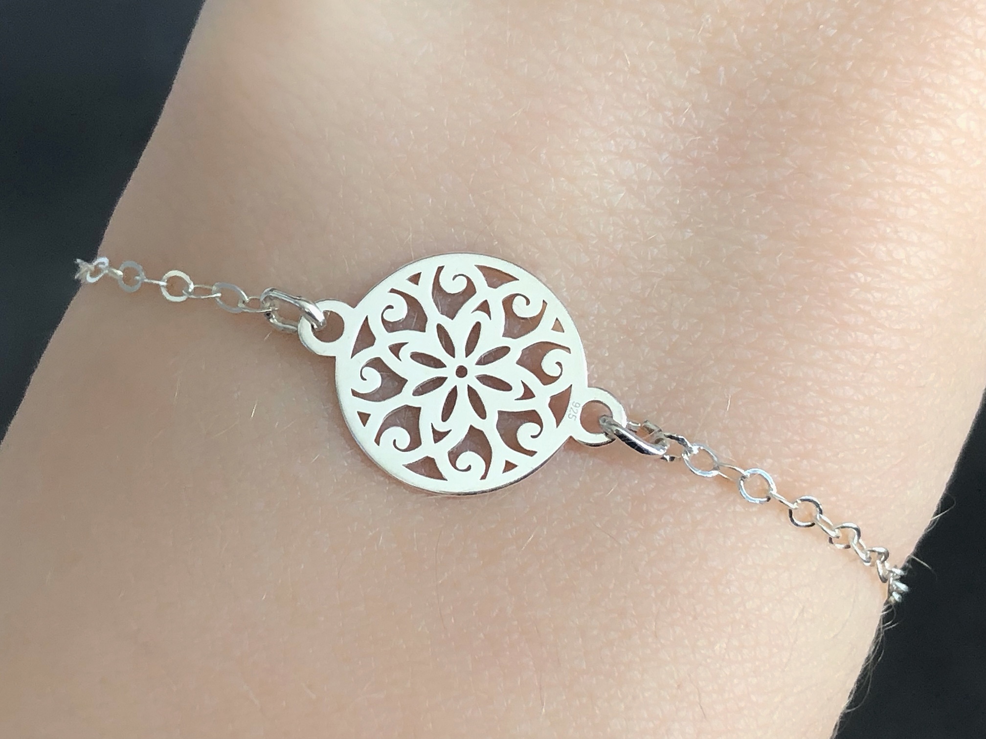 Bracelet SABRINE argent médaille fleur