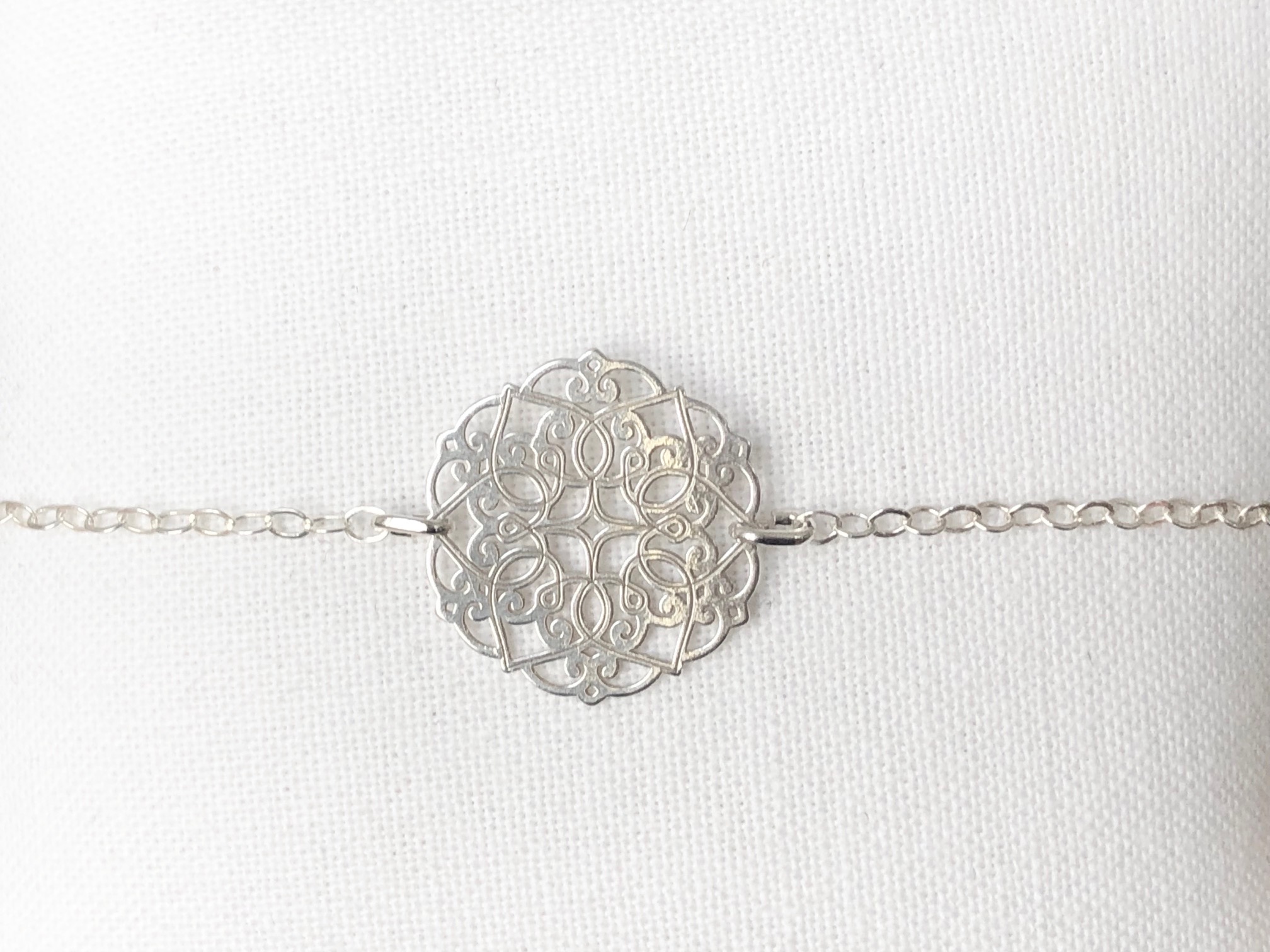 Bracelet MARWA argent pendentif rosace fleur