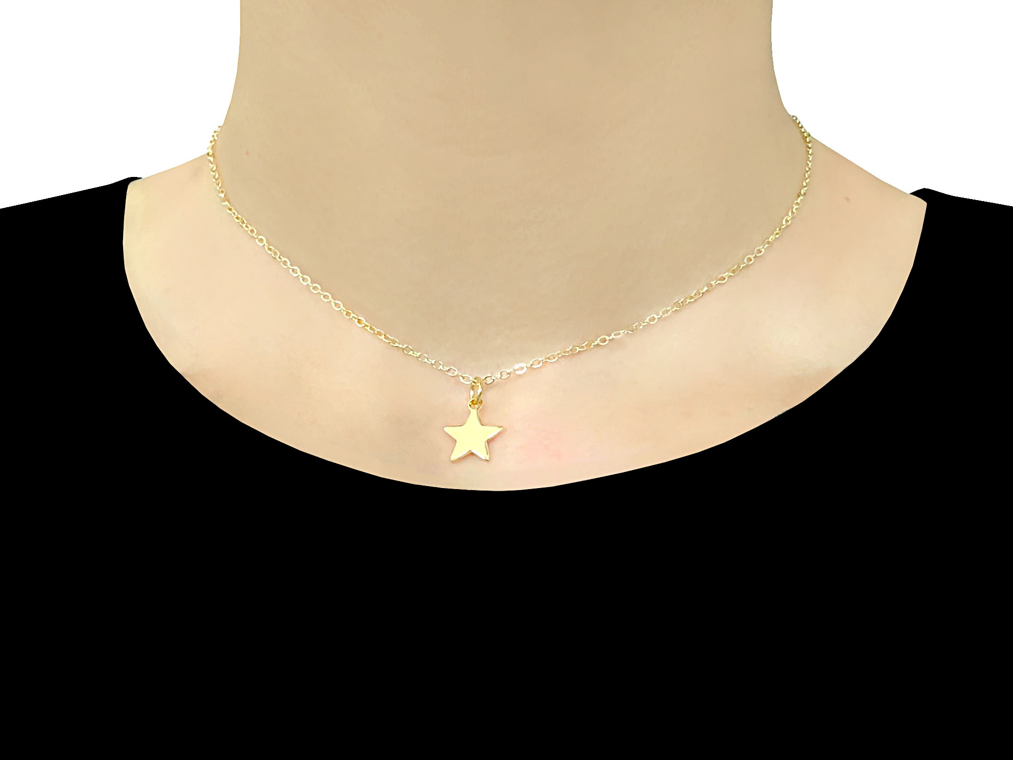 Collier DORIA doré or pendentif étoile-ras du cou-minimaliste