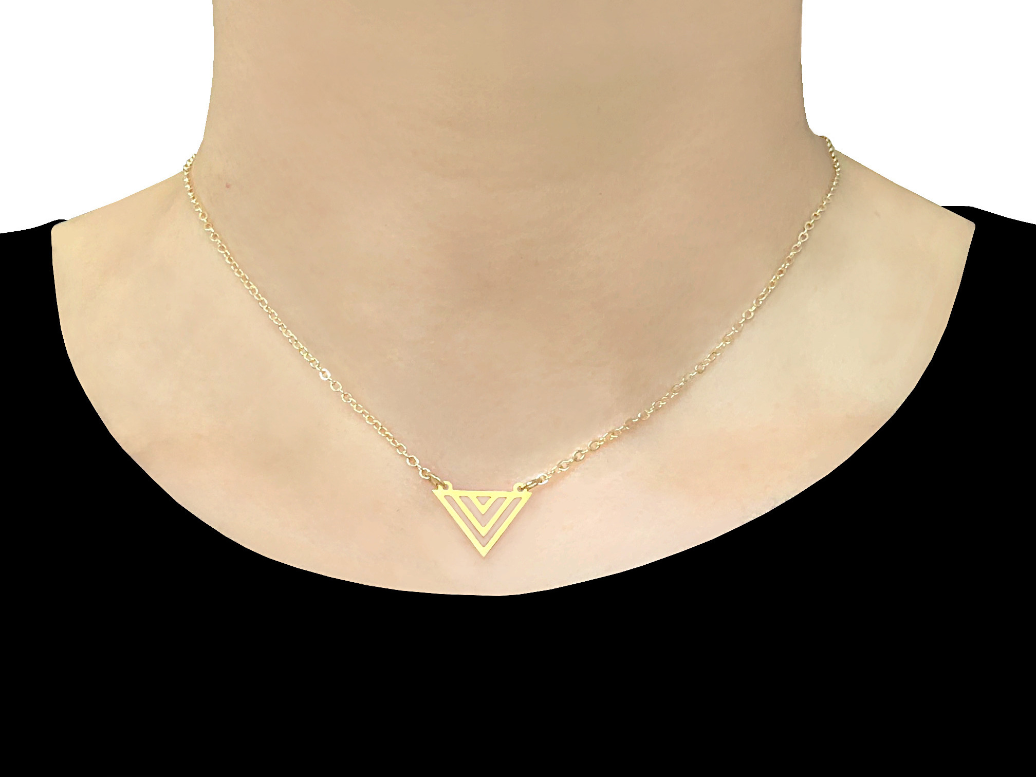 Collier HOSNIA doré or pendentif graphique triangle-ras du cou-minimaliste