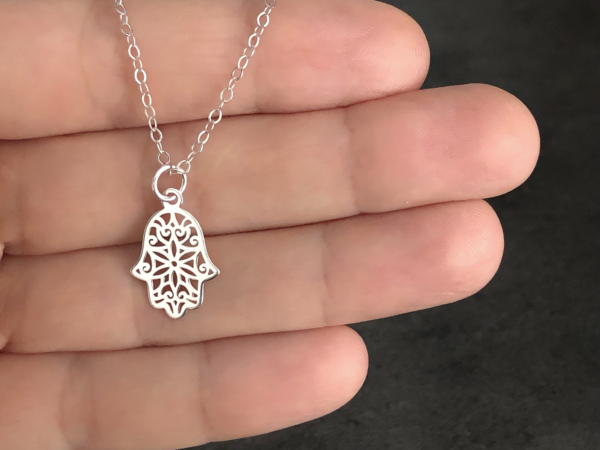 Collier FATIMA argent pendentif Main de Fatma Khamsa Hamsa