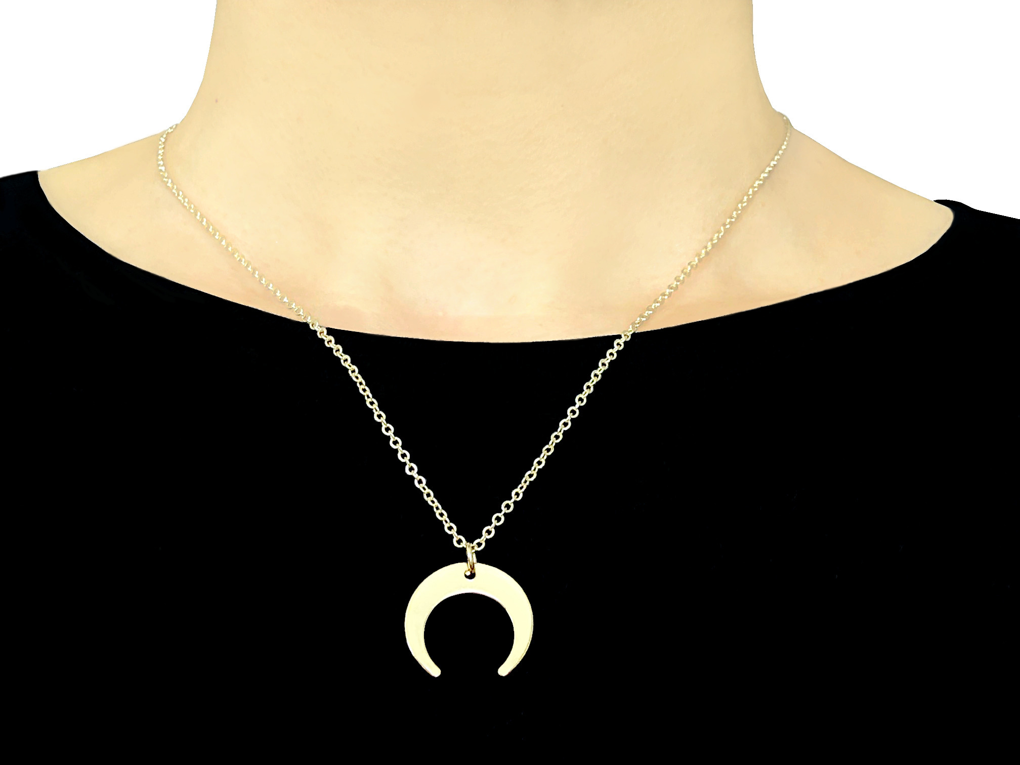 Collier KAMAR doré or pendentif croissant de lune-minimaliste