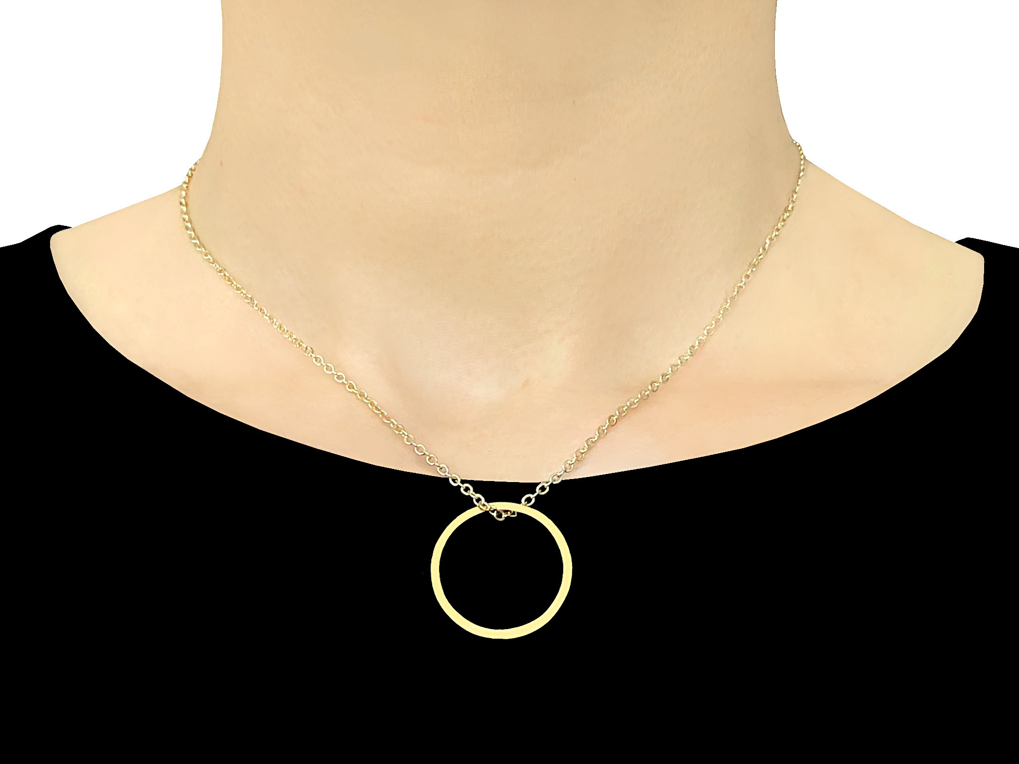 Collier MAHIRA doré or pendentif anneau rond-minimaliste