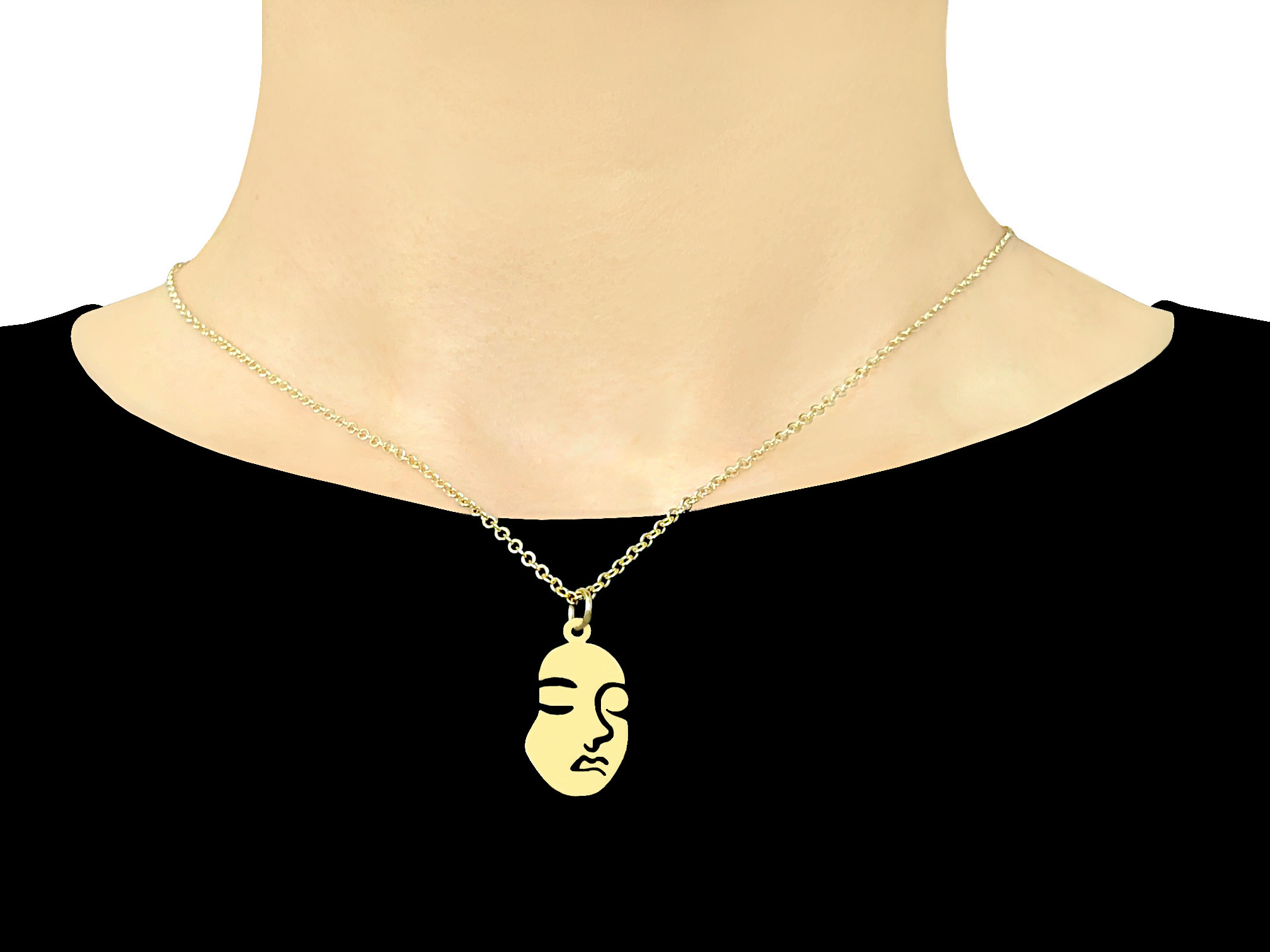 Collier NAOURA doré or pendentif visage-minimaliste