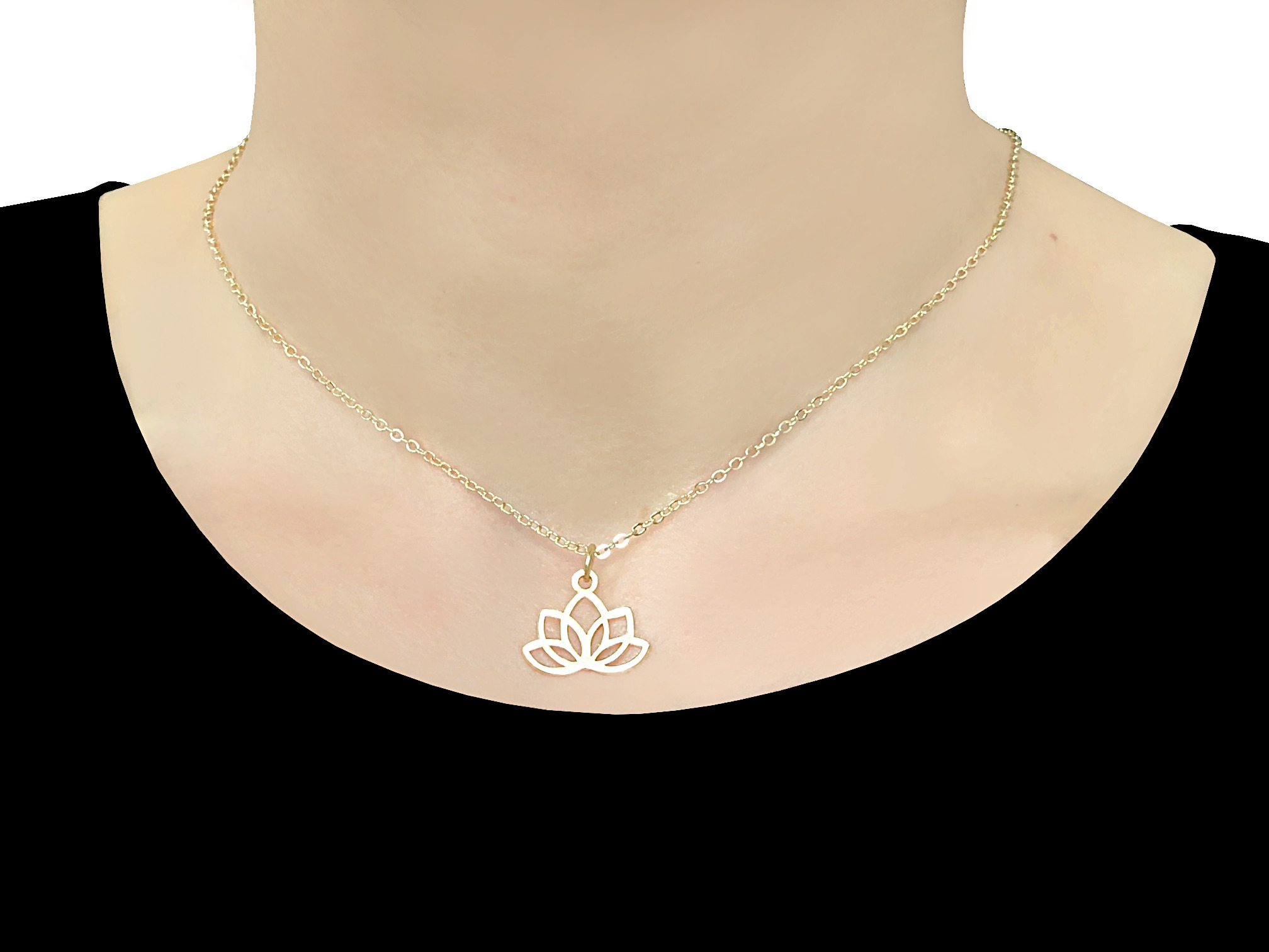 Collier NASRINE doré or pendentif fleur de lotus -bohème