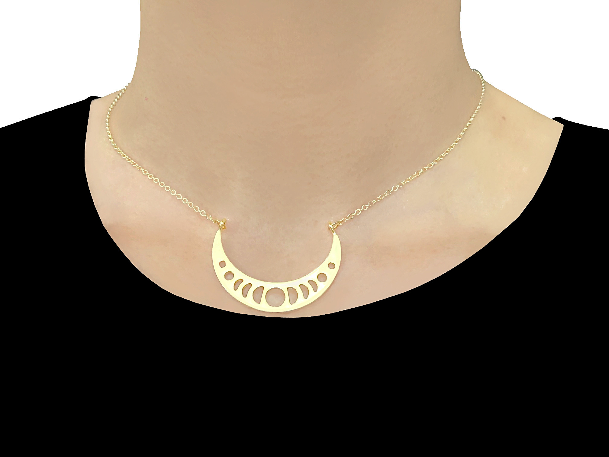 Collier NOOR doré or pendentif croissant de lune-minimaliste