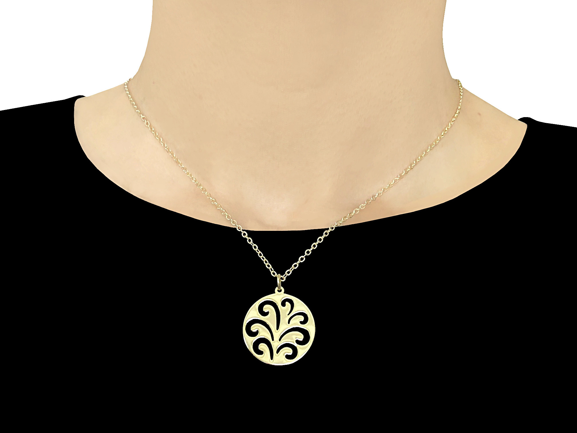 Collier YASMINE doré or médaille fleur-minimaliste