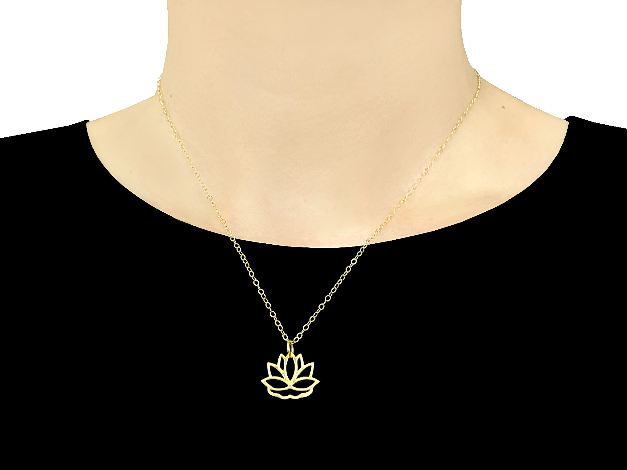 Collier AZHAR or gold filled 14K pendentif fleur de lotus mystique bohème