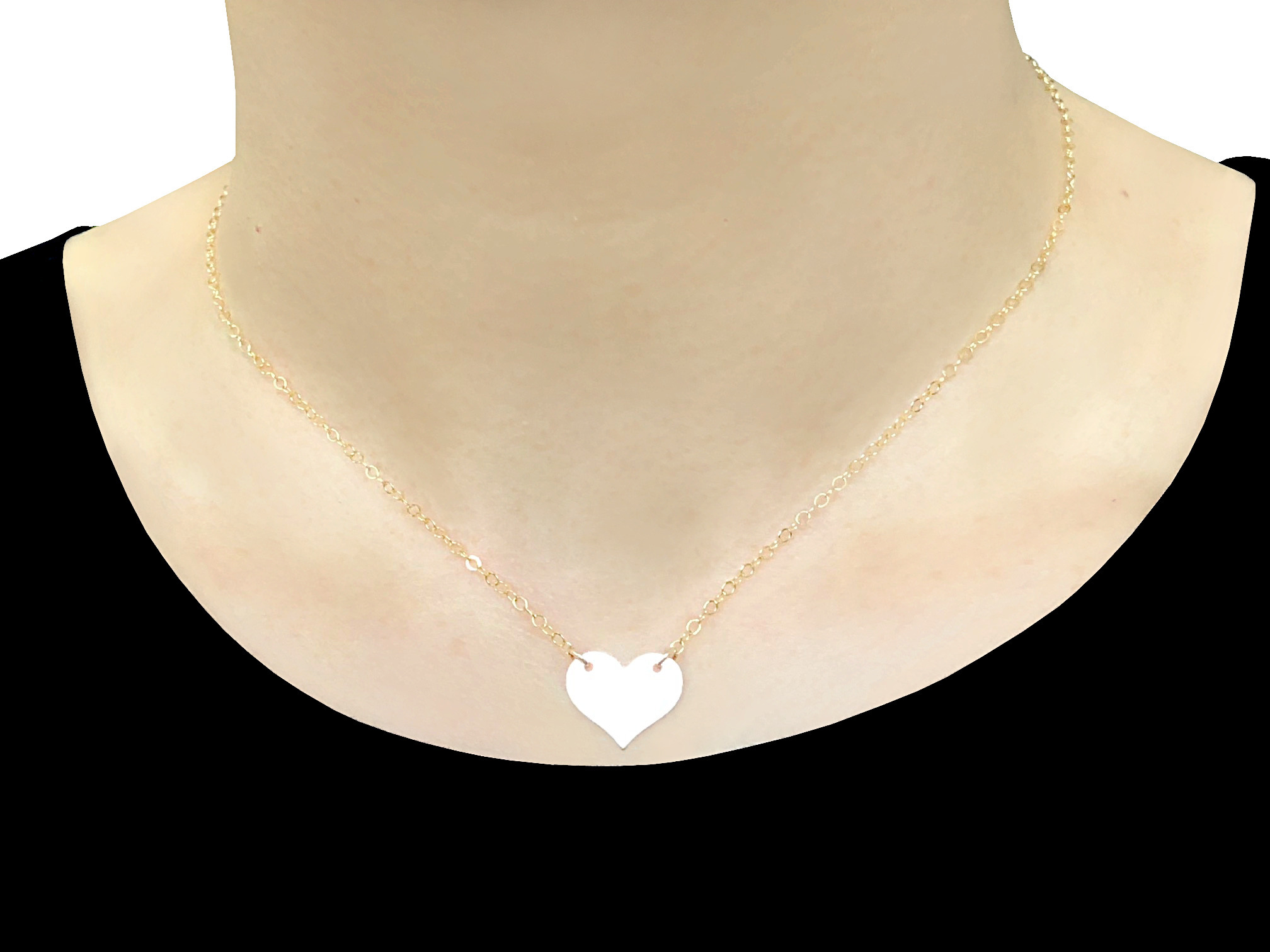 Collier HABIBA or gold filled 14K pendentif cœur-ras du cou-minimaliste