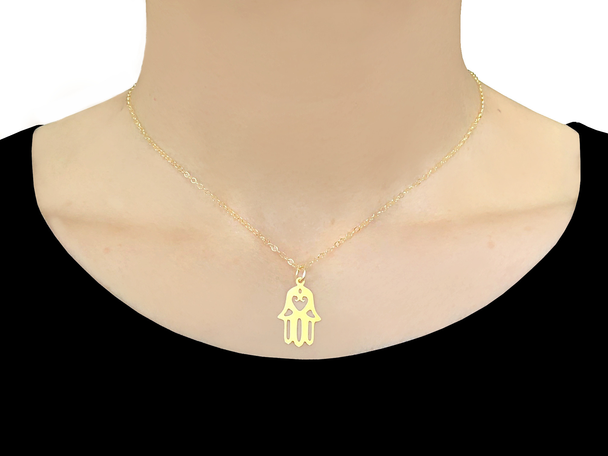 Collier KHOMSA or gold filled 14K pendentif Main de Fatma Khamsa Hamsa ethnique-minimaliste