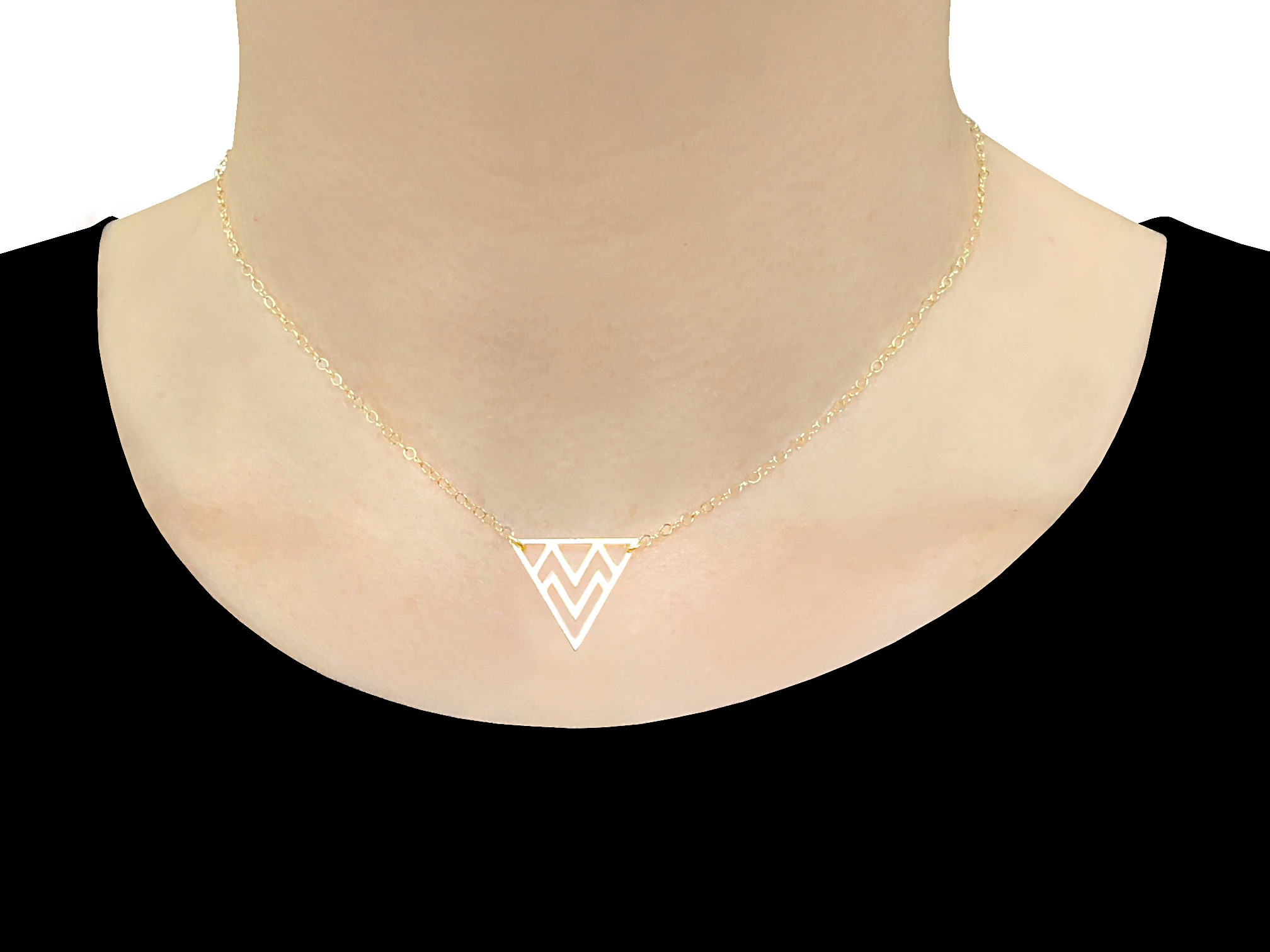 Collier MAÏSSA or gold filled 14K pendentif graphique triangle-ras du cou-minimaliste