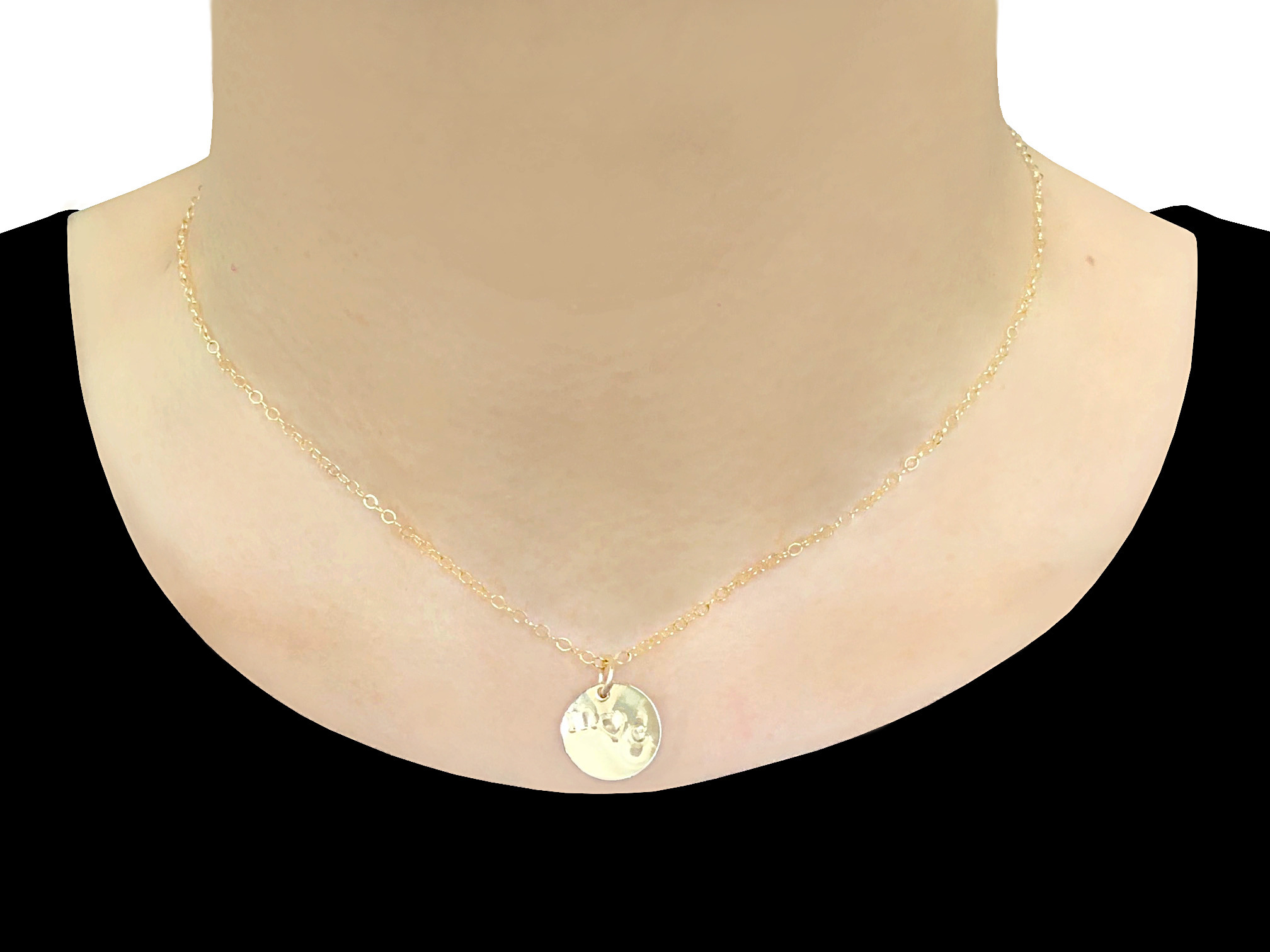 Collier NAÏMA or gold filled 14K médaille gravée personnalisée-minimaliste