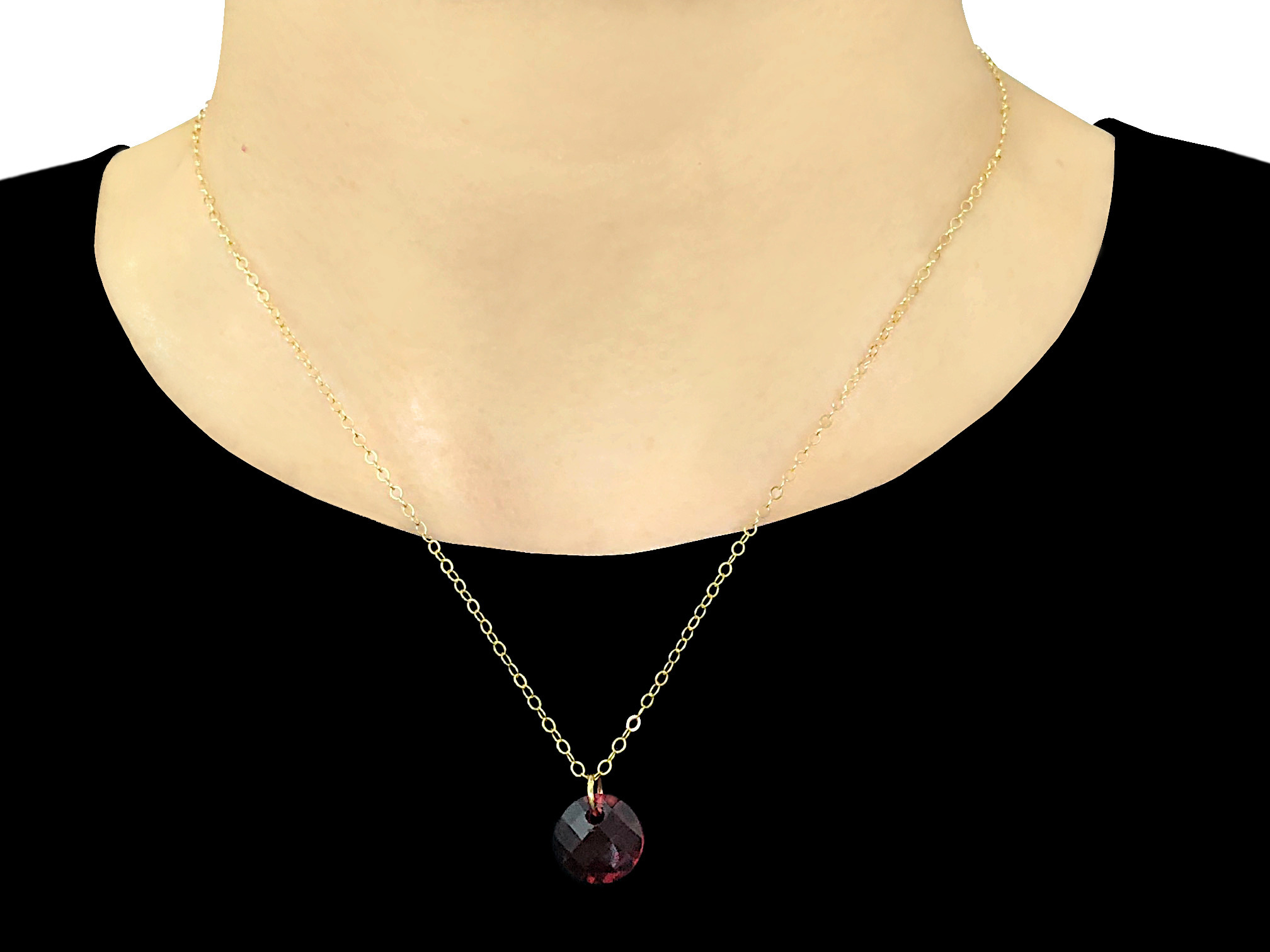 Collier ZAHRA or gold filled 14K pendentif pierre naturelle quartz rouge