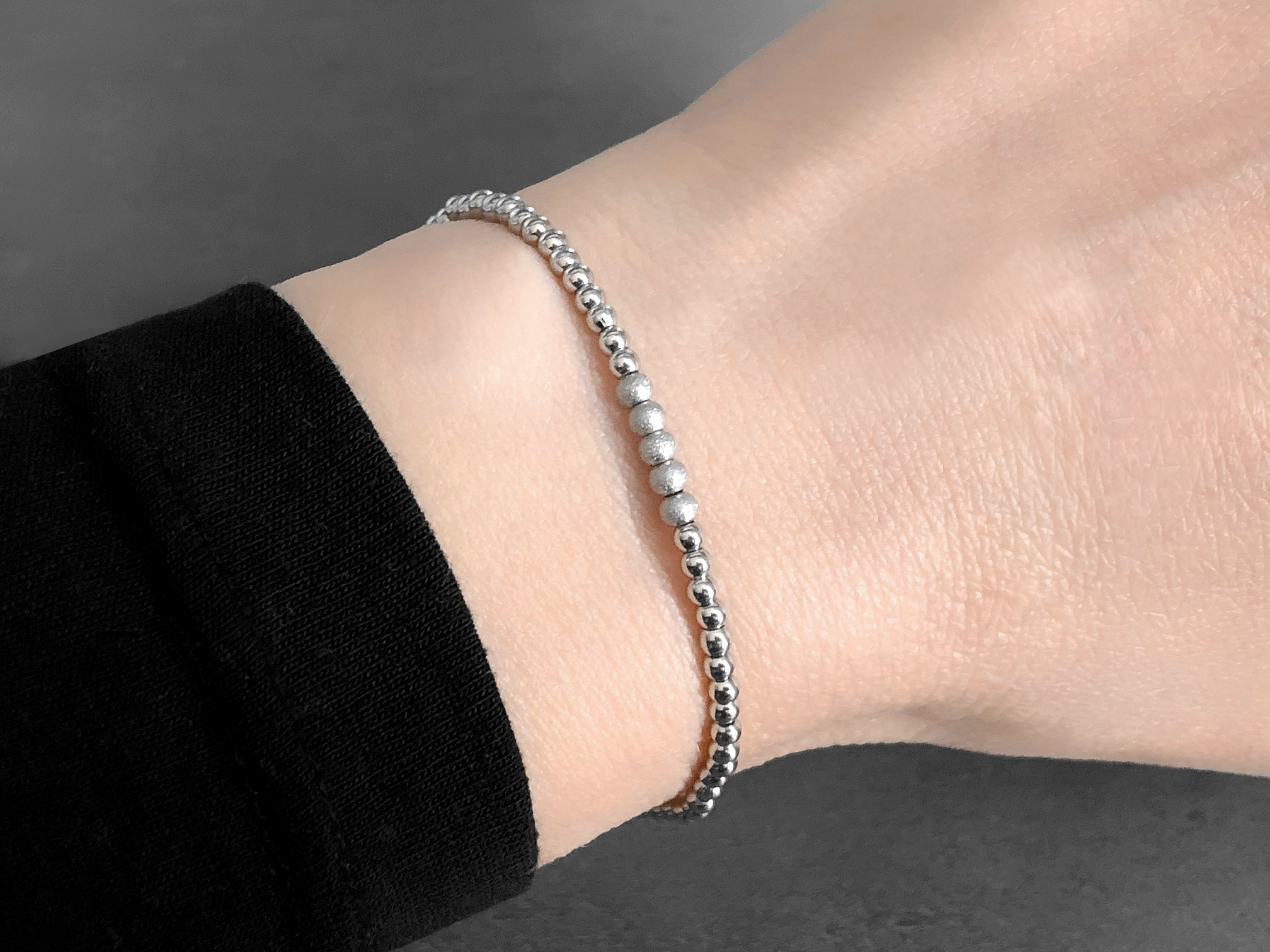 Bracelet CHAKIMA acier inoxydable argent et perles-minimaliste-bohème