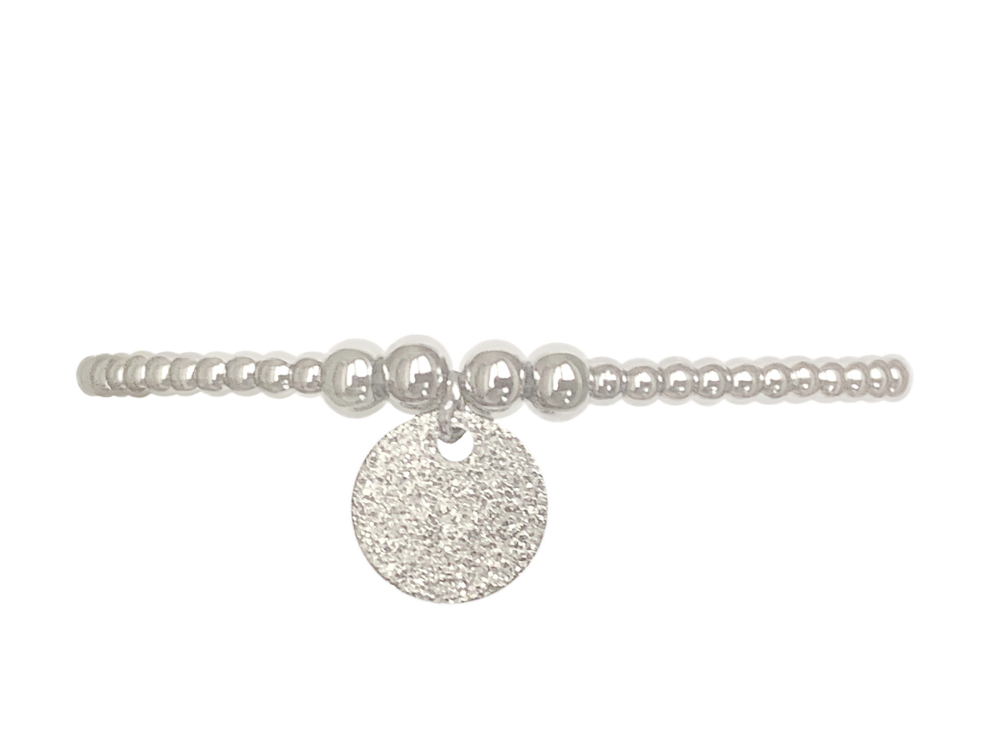 Bracelet KASSAM1 acier inoxydable argent perles et breloque médaille -minimaliste-bohème-MARJANE et Cie