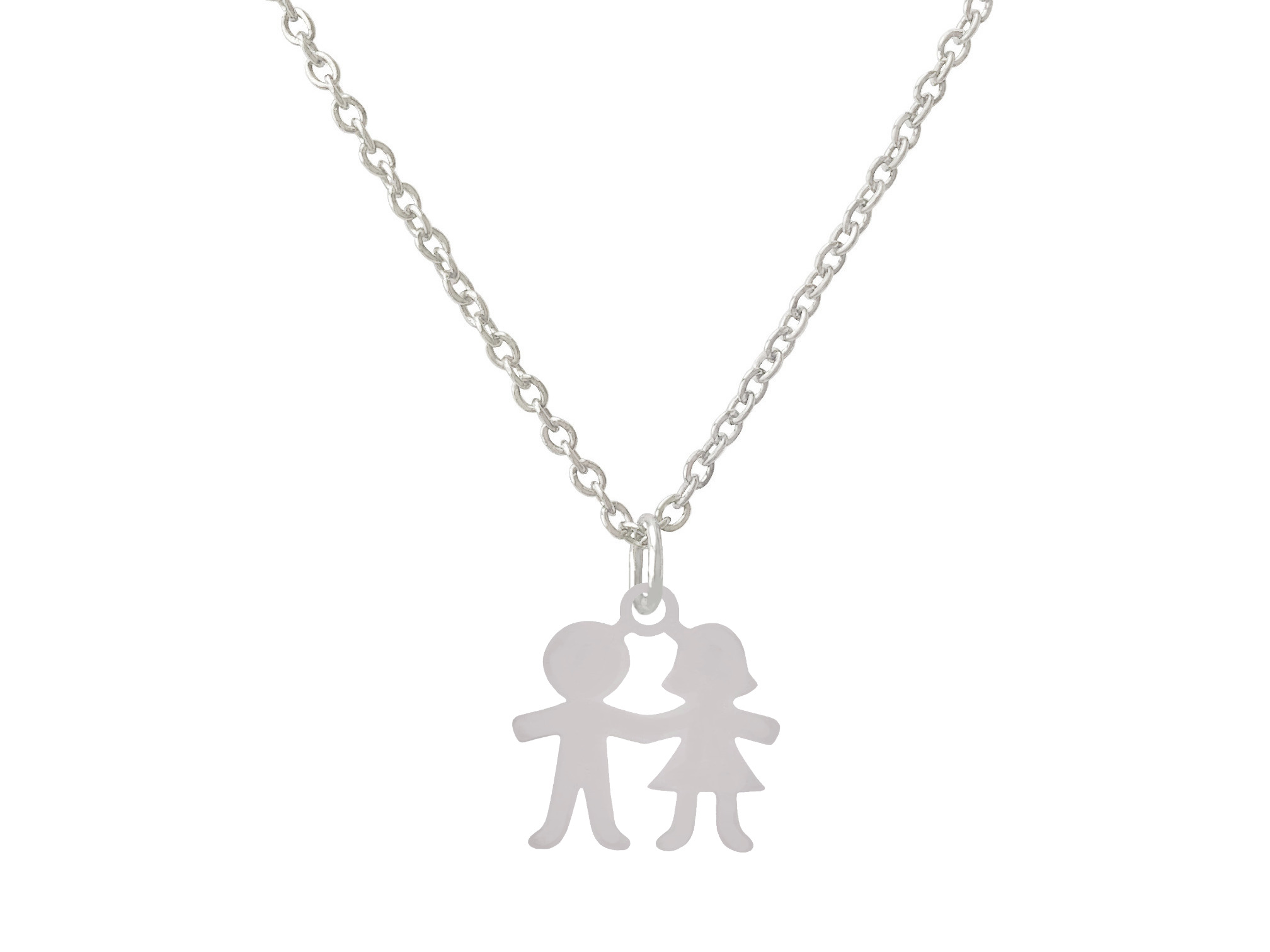 Collier RADHIA acier inoxydable argent pendentif breloque fille garçon-collier enfant - MARJANE et Cie