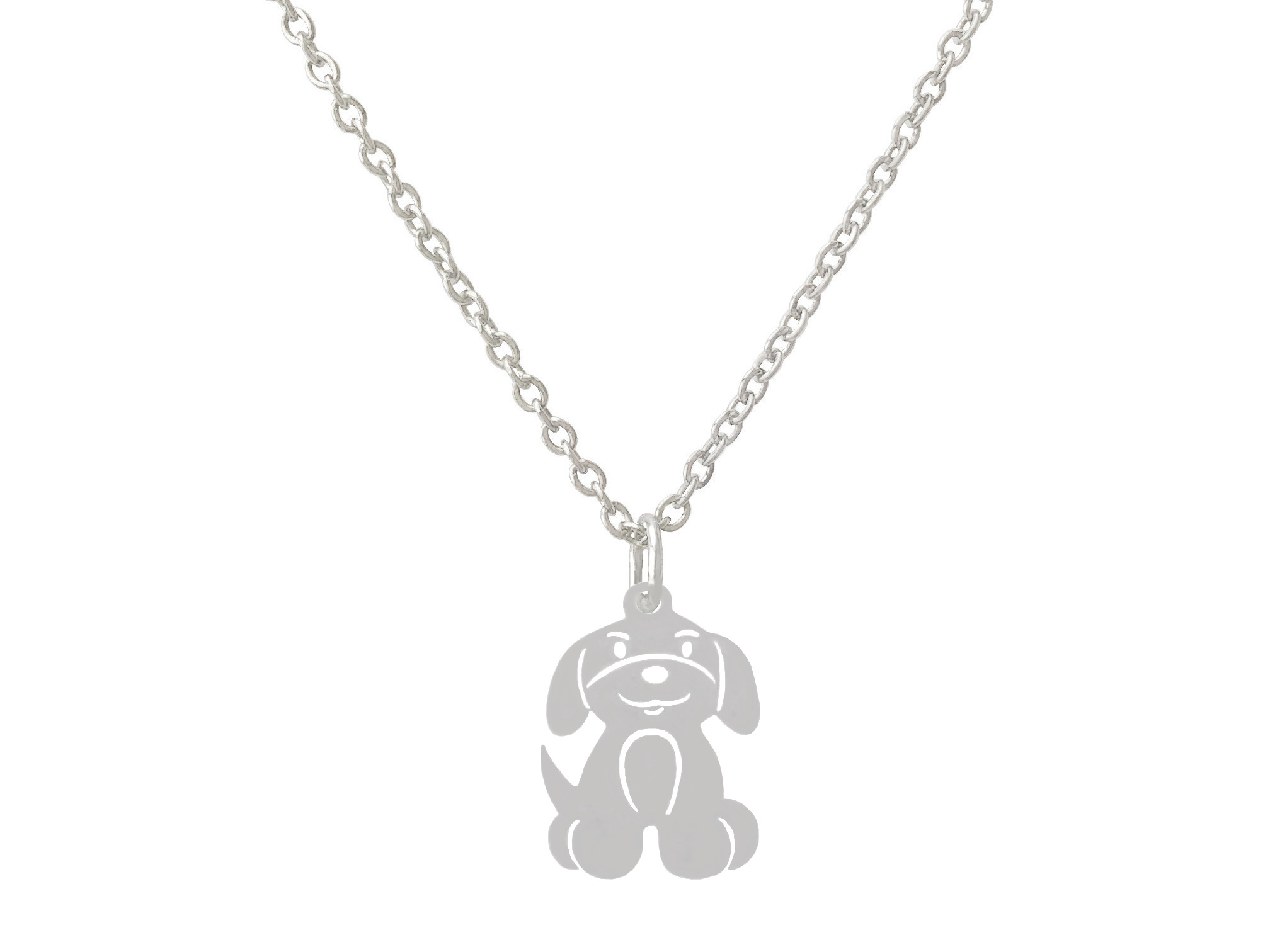 Collier SALIA acier inoxydable argent pendentif breloque chien chiot-collier enfant - MARJANE et Cie