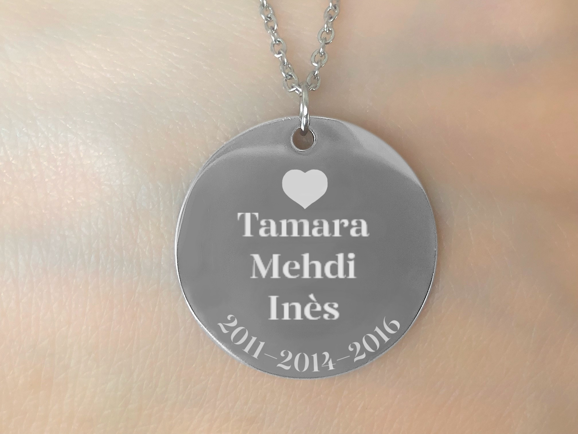 Collier CHANA2 acier inoxydable argent pendentif personnalisé cadeau femme - MARJANE et Cie