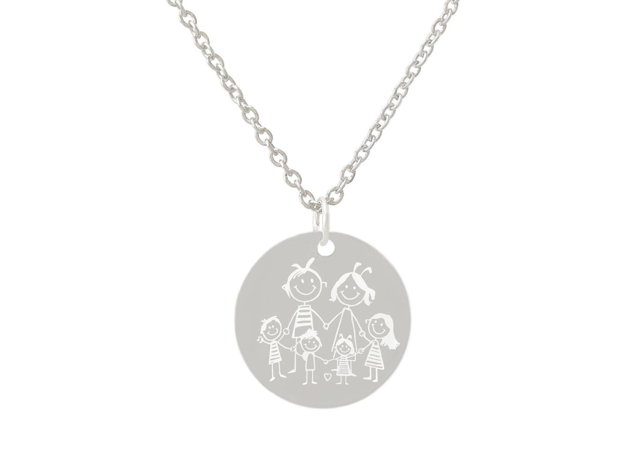 Collier CHANA3 femme acier inoxydable argent pendentif médaille gravée personnalisée - MARJANE et Cie