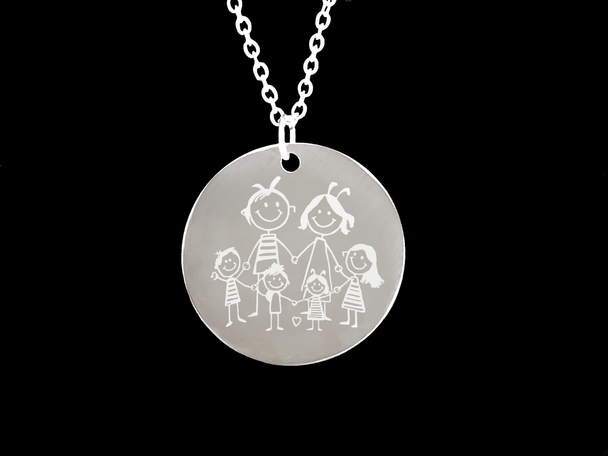Collier CHANA3 acier inoxydable argent pendentif médaille gravée dessin personnalisable - MARJANE et Cie
