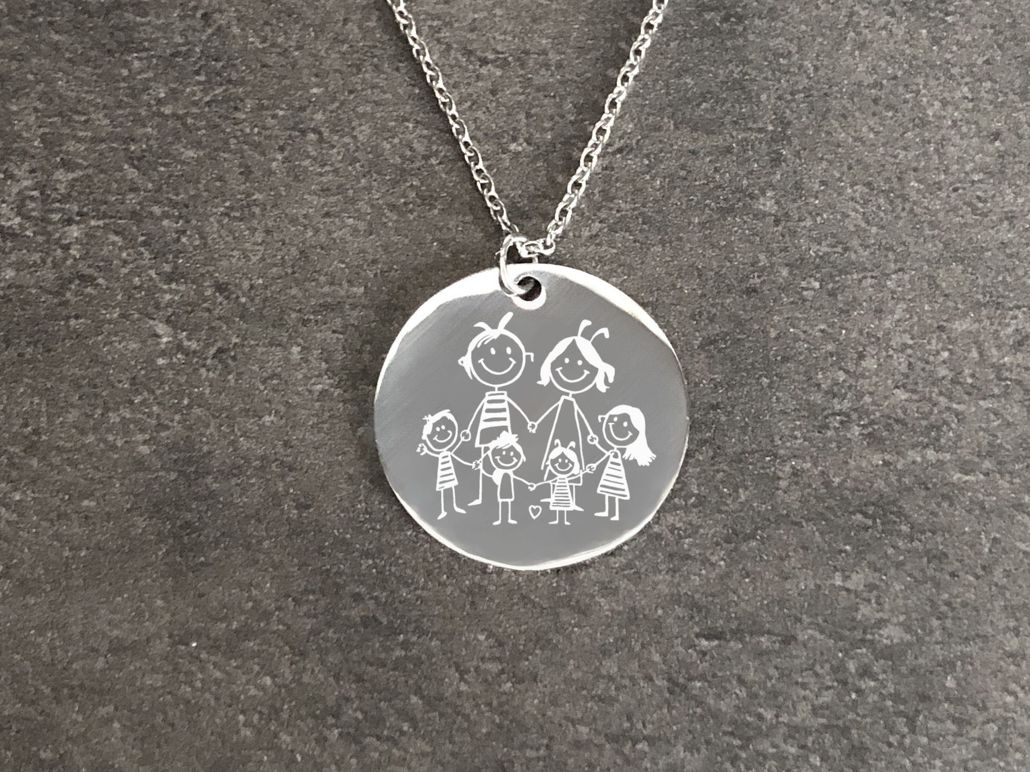 Collier CHANA3 femme acier inoxydable argenté breloque médaille gravure - MARJANE et Cie