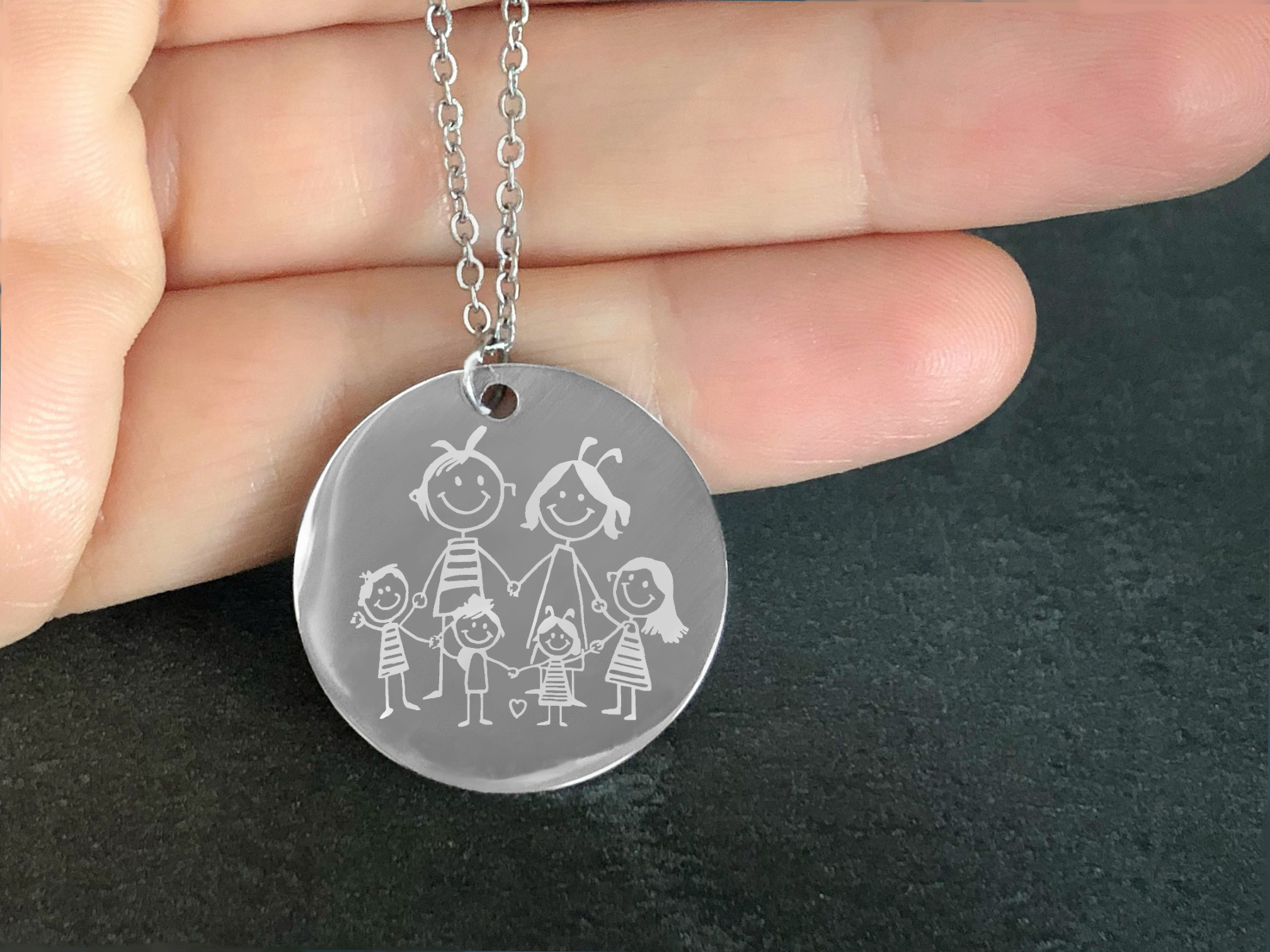 Collier CHANA3 acier inoxydable argent pendentif personnalisable cadeau femme - MARJANE et Cie