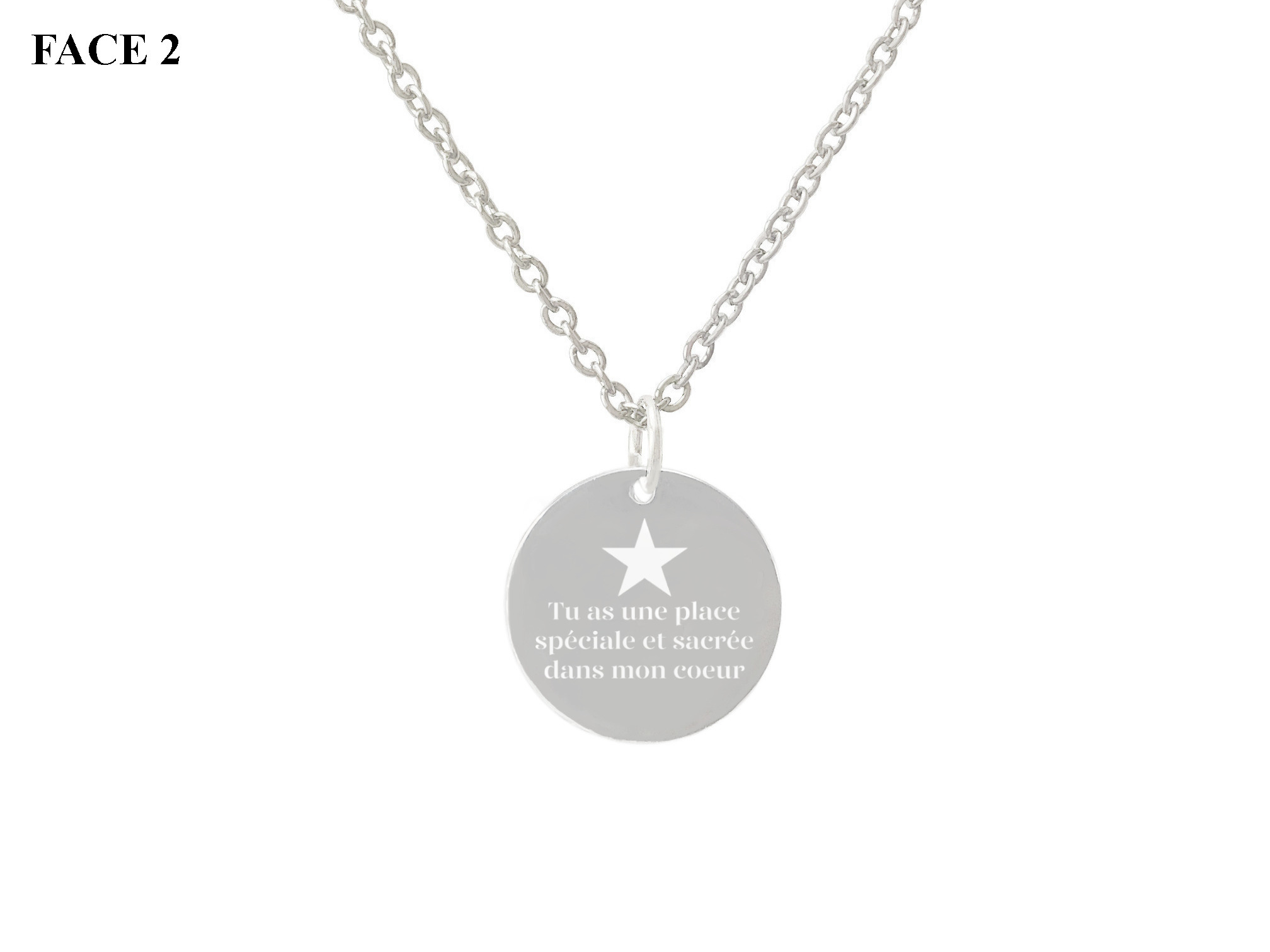 Collier ASMA4 acier inoxydable argent médaille personnalisable cadeau anniversaire - MARJANE et Cie