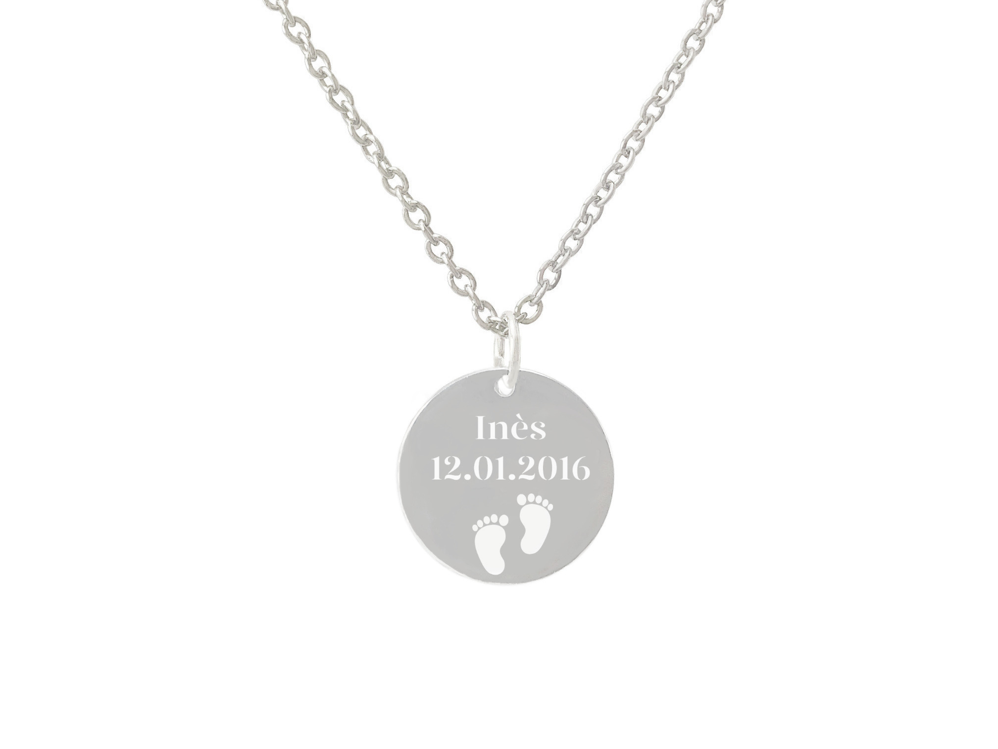 Collier ASMA5 femme acier inoxydable argent médaille gravée personnalisable tendance - MARJANE et Cie