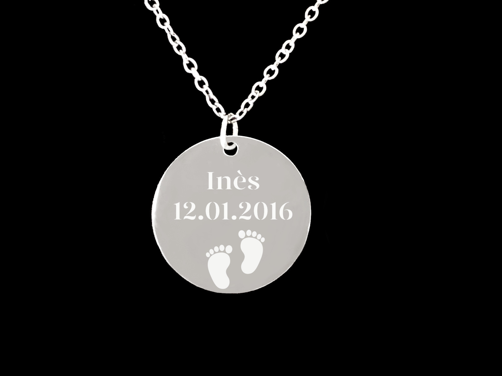 Collier ASMA5 femme acier inoxydable argenté médaille gravée bijou citation - MARJANE et Cie