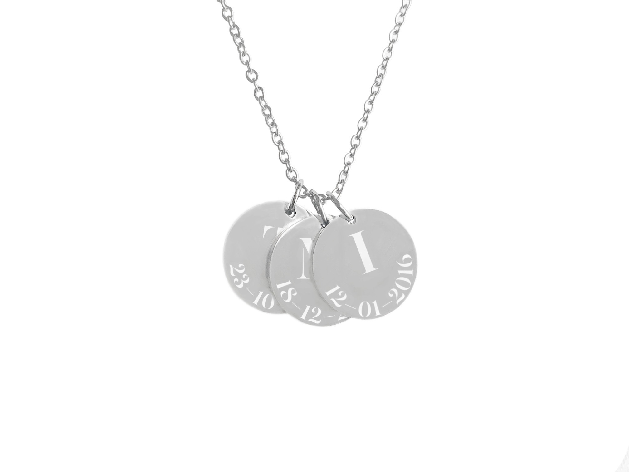Collier ARZAN1 femme acier inoxydable argent médailles gravées personnalisées tendance - MARJANE et Cie